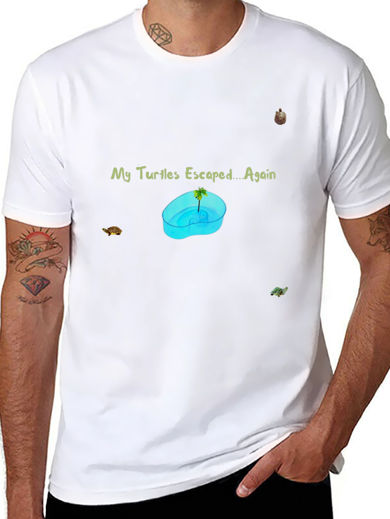 Black My Turtles Escaped Again T-Shirt view 8