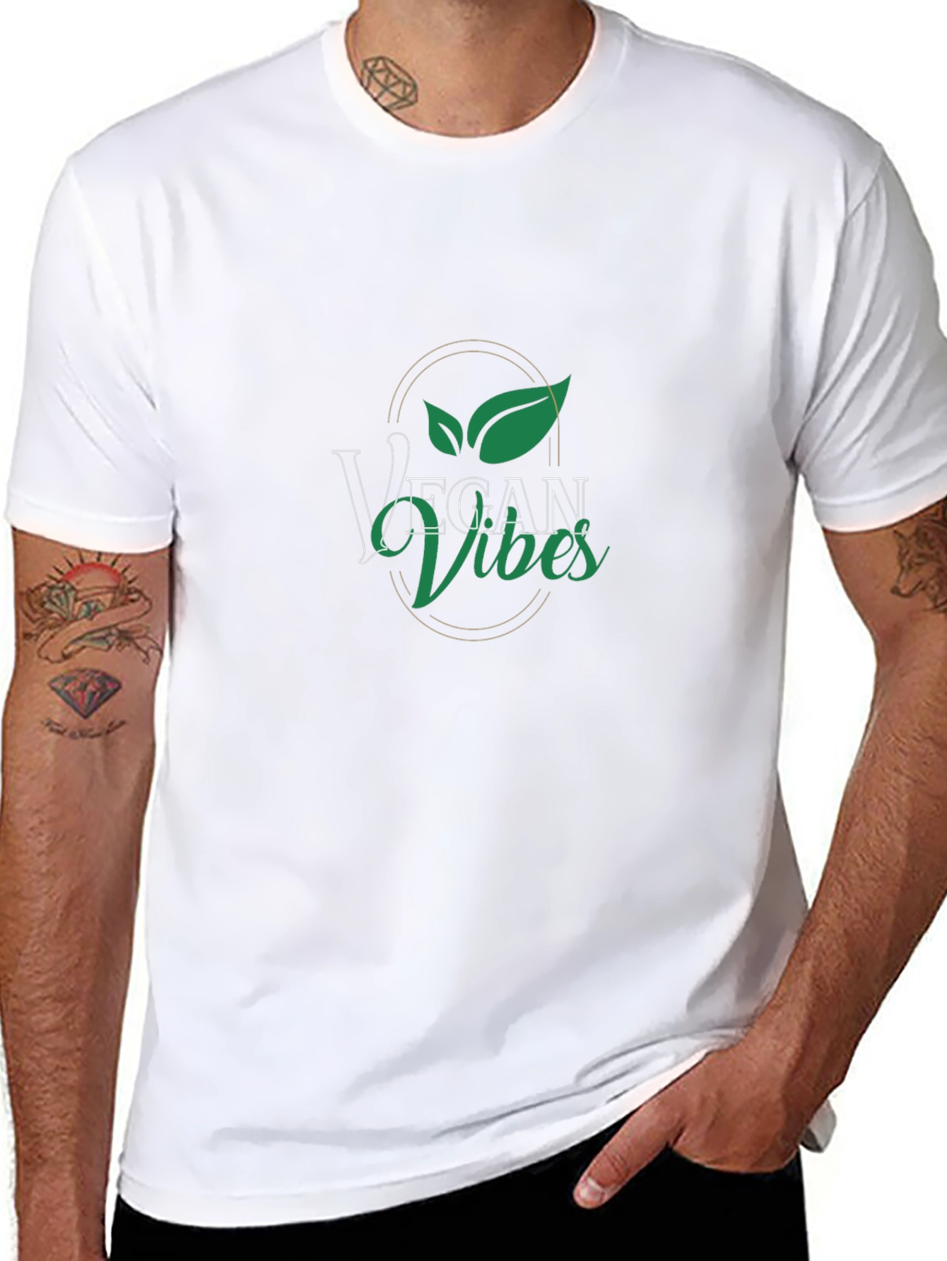 Black Vegan Vibes Graphic Tee - Black Cotton T-Shirt view 8