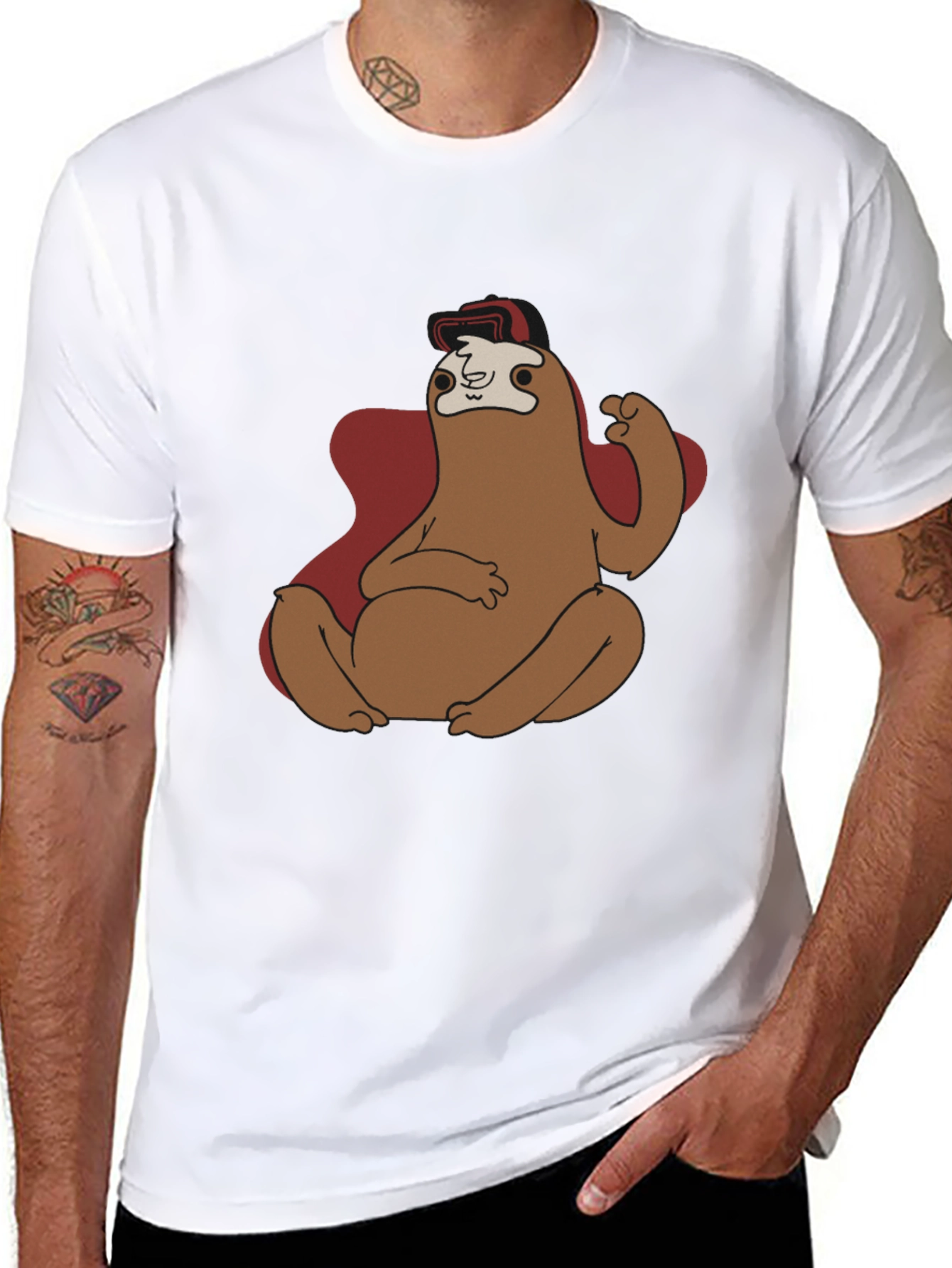 Black Sloth Superhero Graphic T-Shirt view 8