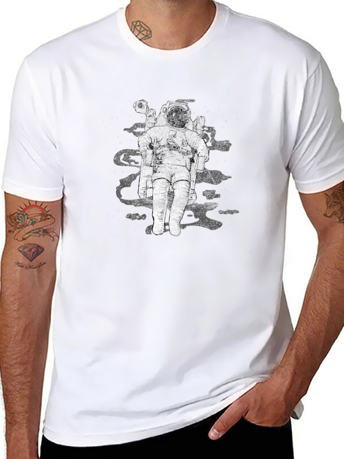 Black Astronaut Graphic Black T-Shirt view 8