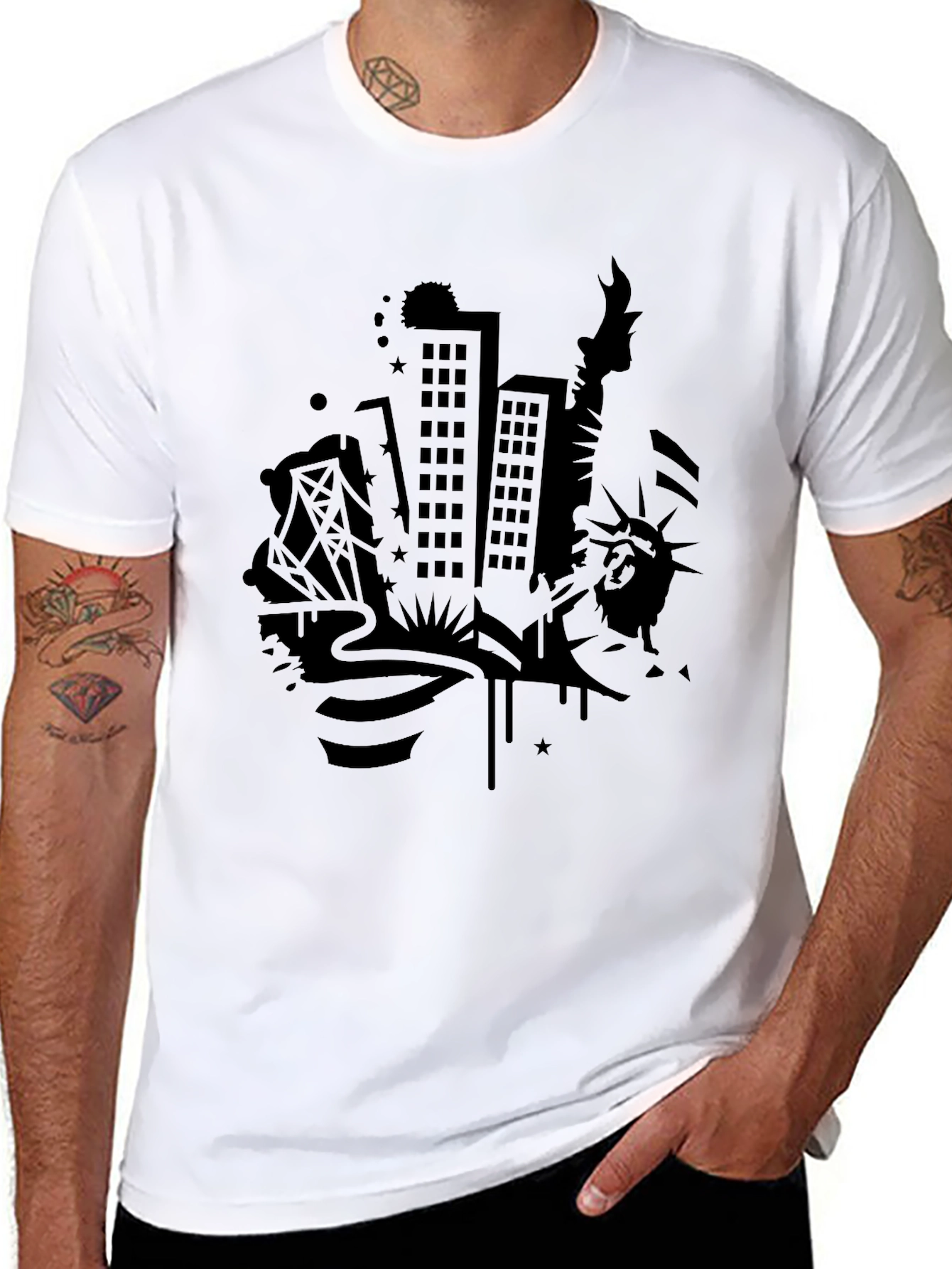 Black NYC Skyline Graphic Tee - Black view 8
