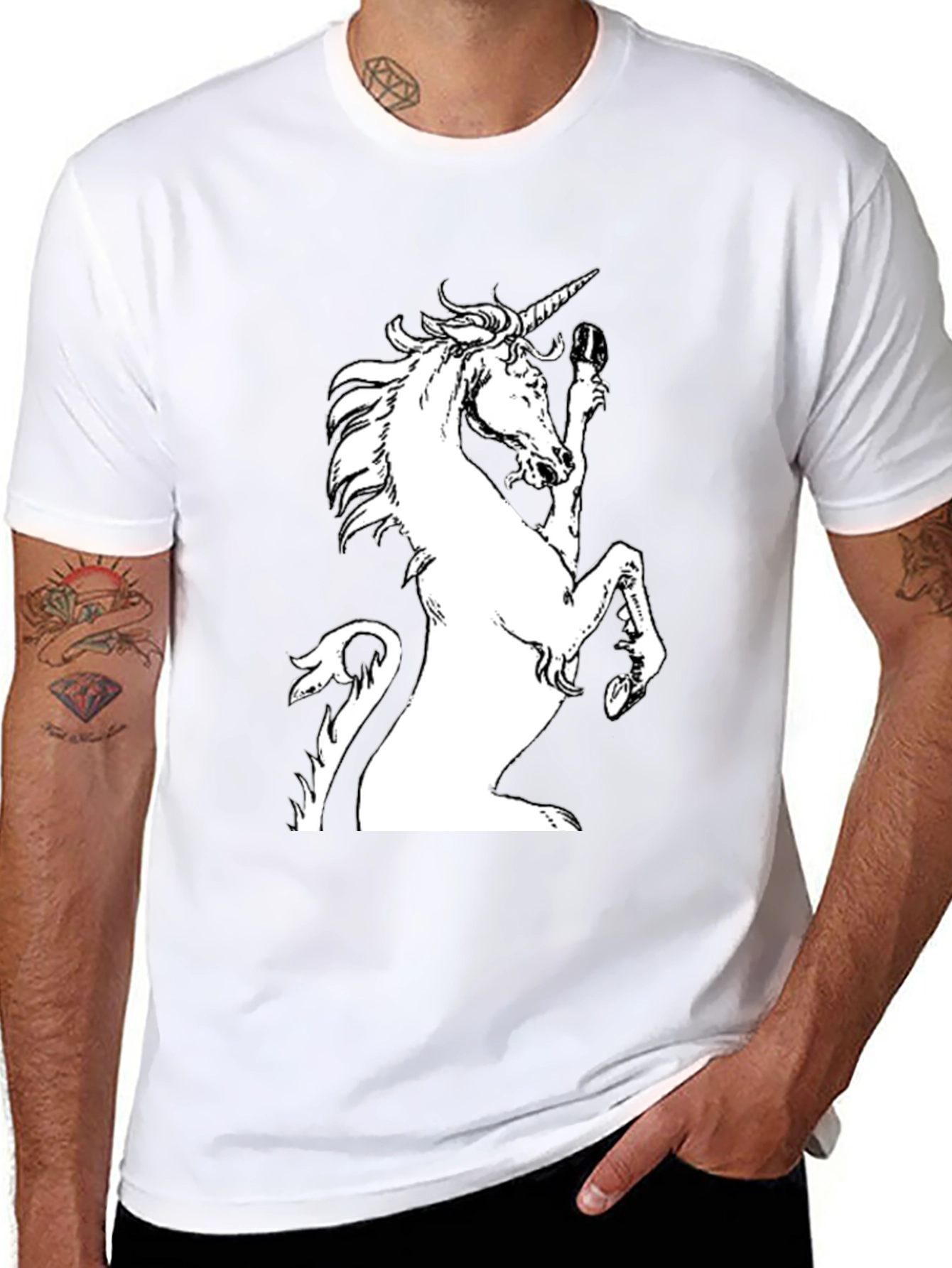 Black Unicorn Graphic Tee - Black Cotton Shirt view 8
