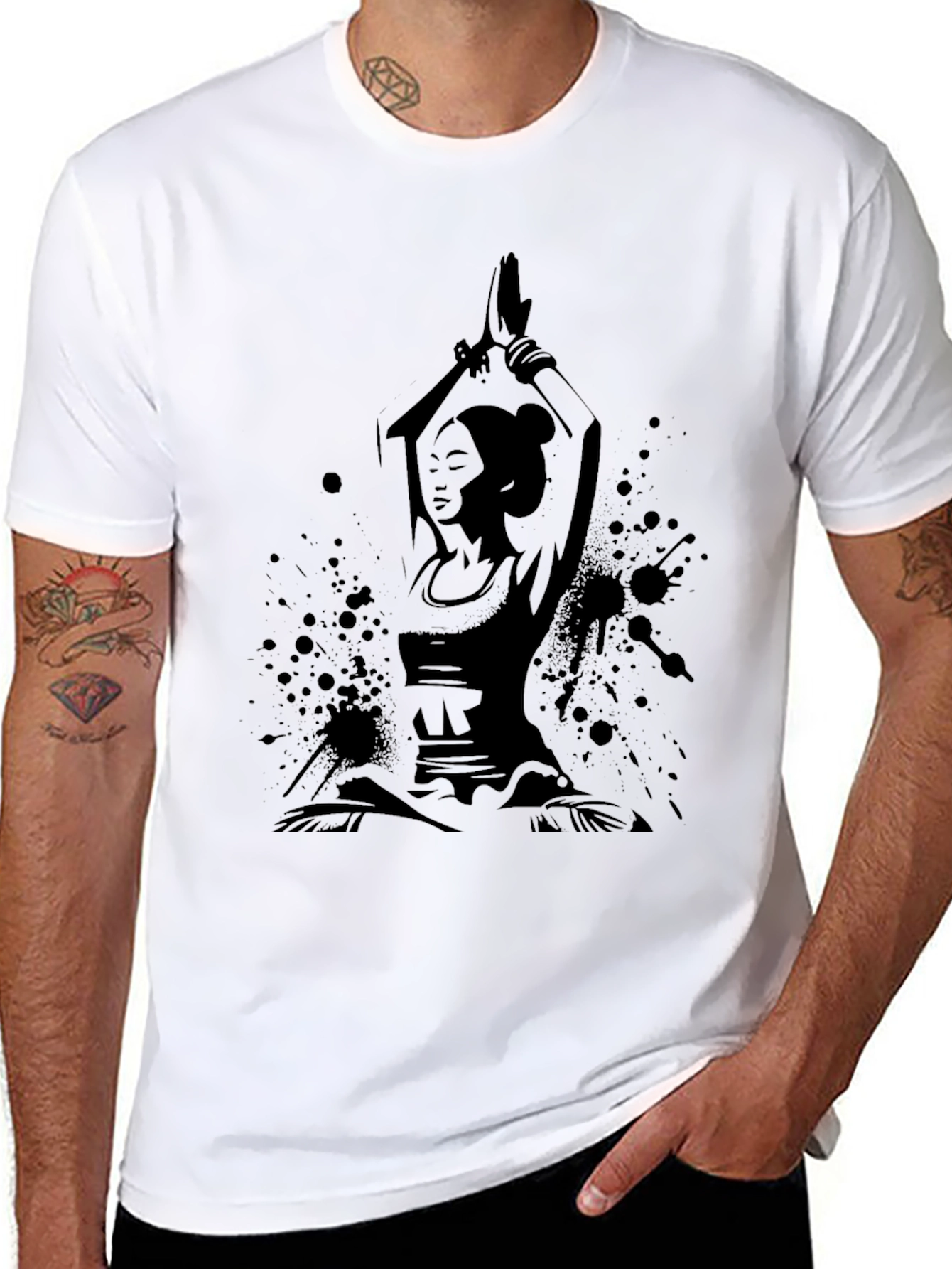 Black Men's Yoga Meditation Graphic T-Shirt view 8
