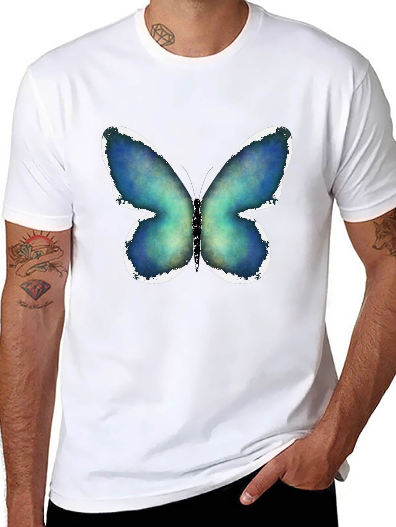 Black Butterfly Graphic Print Black T-Shirt view 8