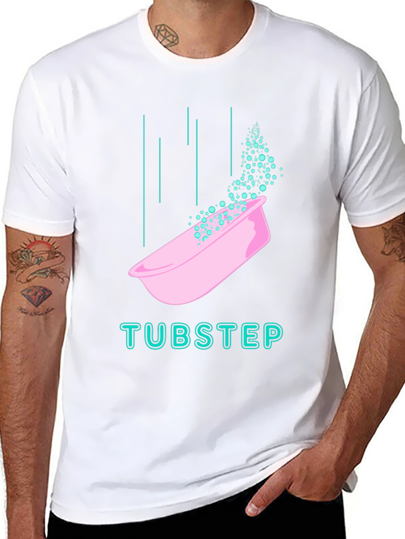 Black Tubstep Graphic Tee - Black Cotton Blend T-Shirt view 8