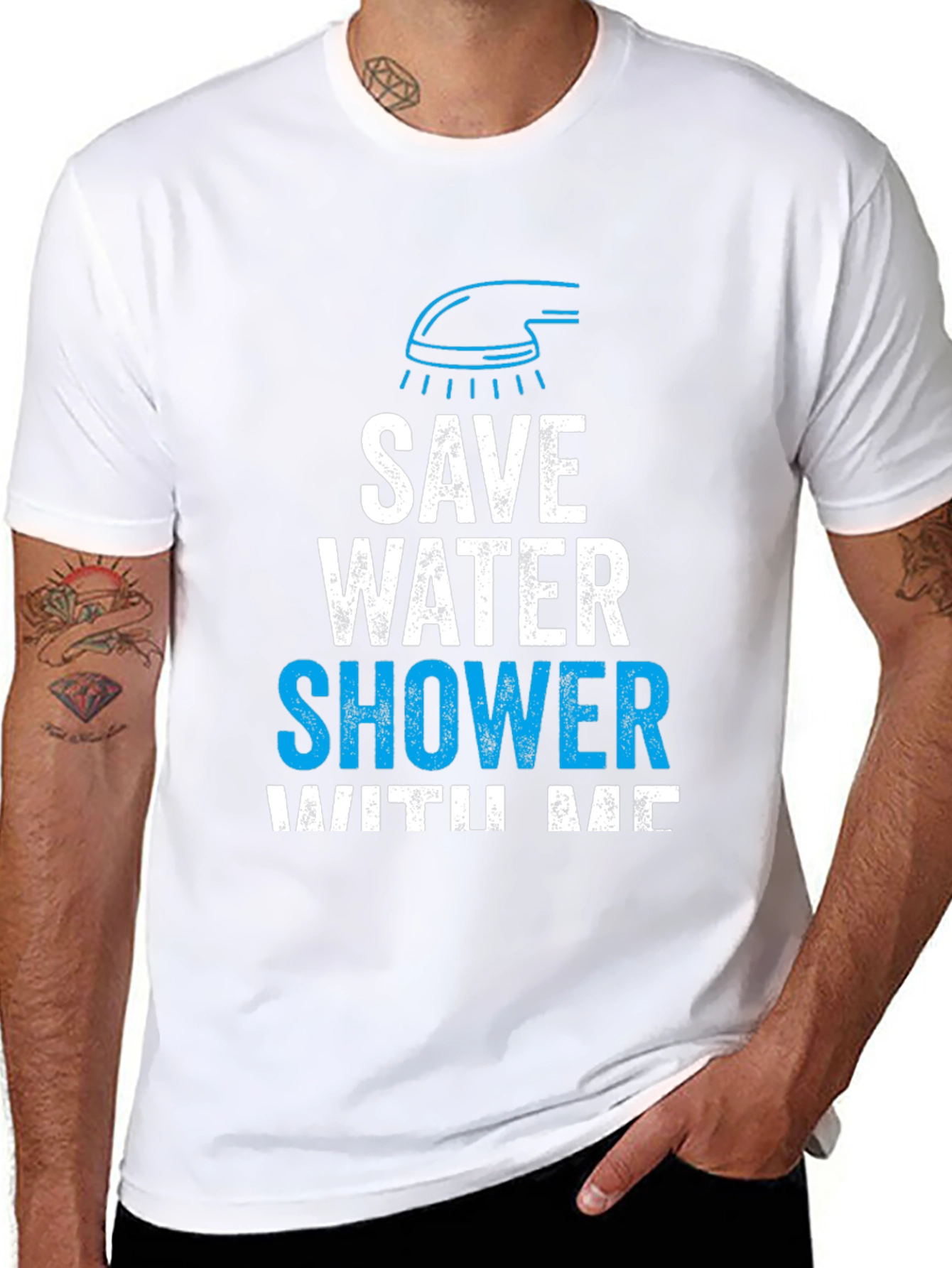 Black Save Water Shower With Me Graphic Tee view 8