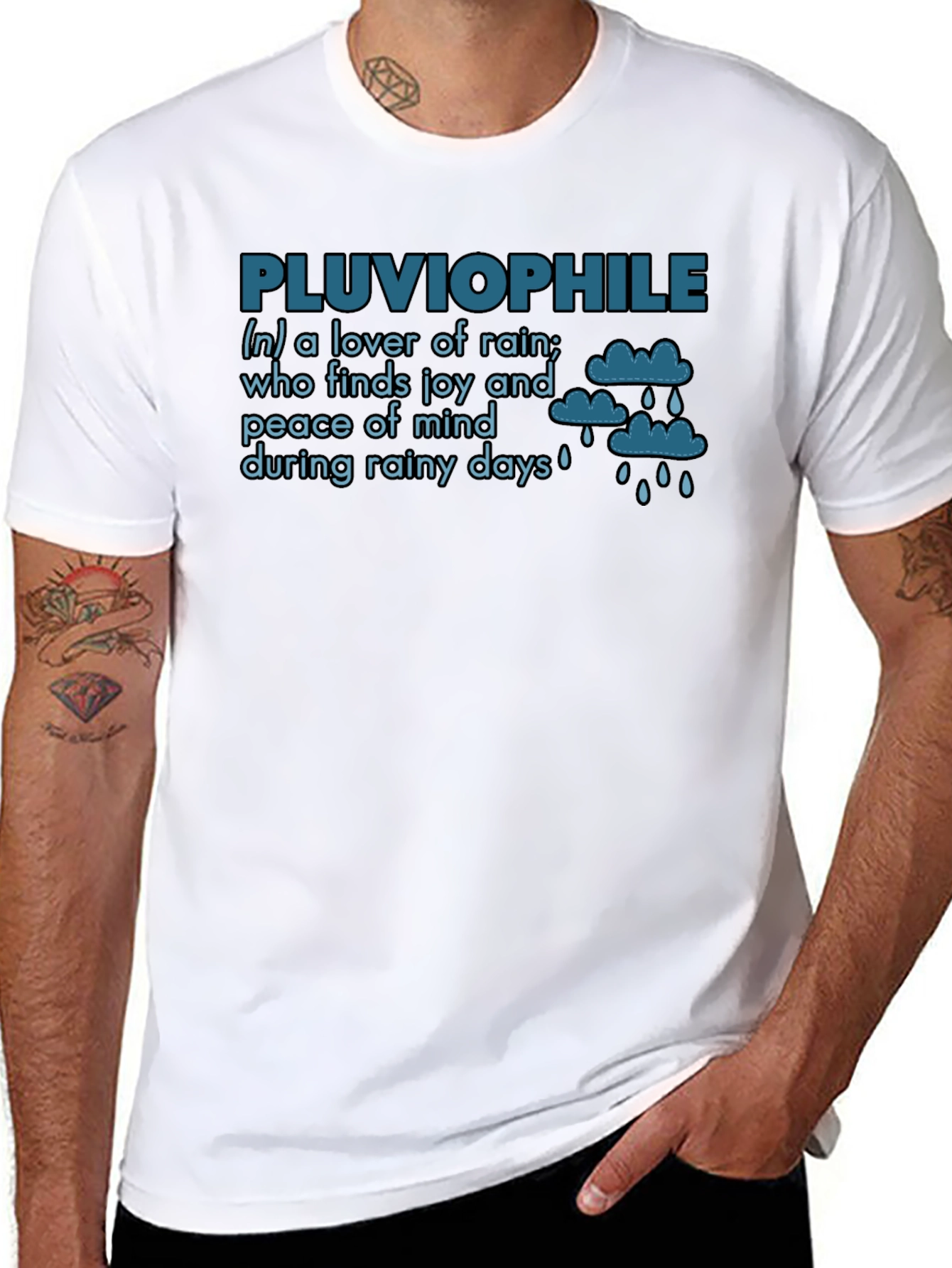 Black Pluviophile T-Shirt: Lover of Rain Graphic Tee view 8