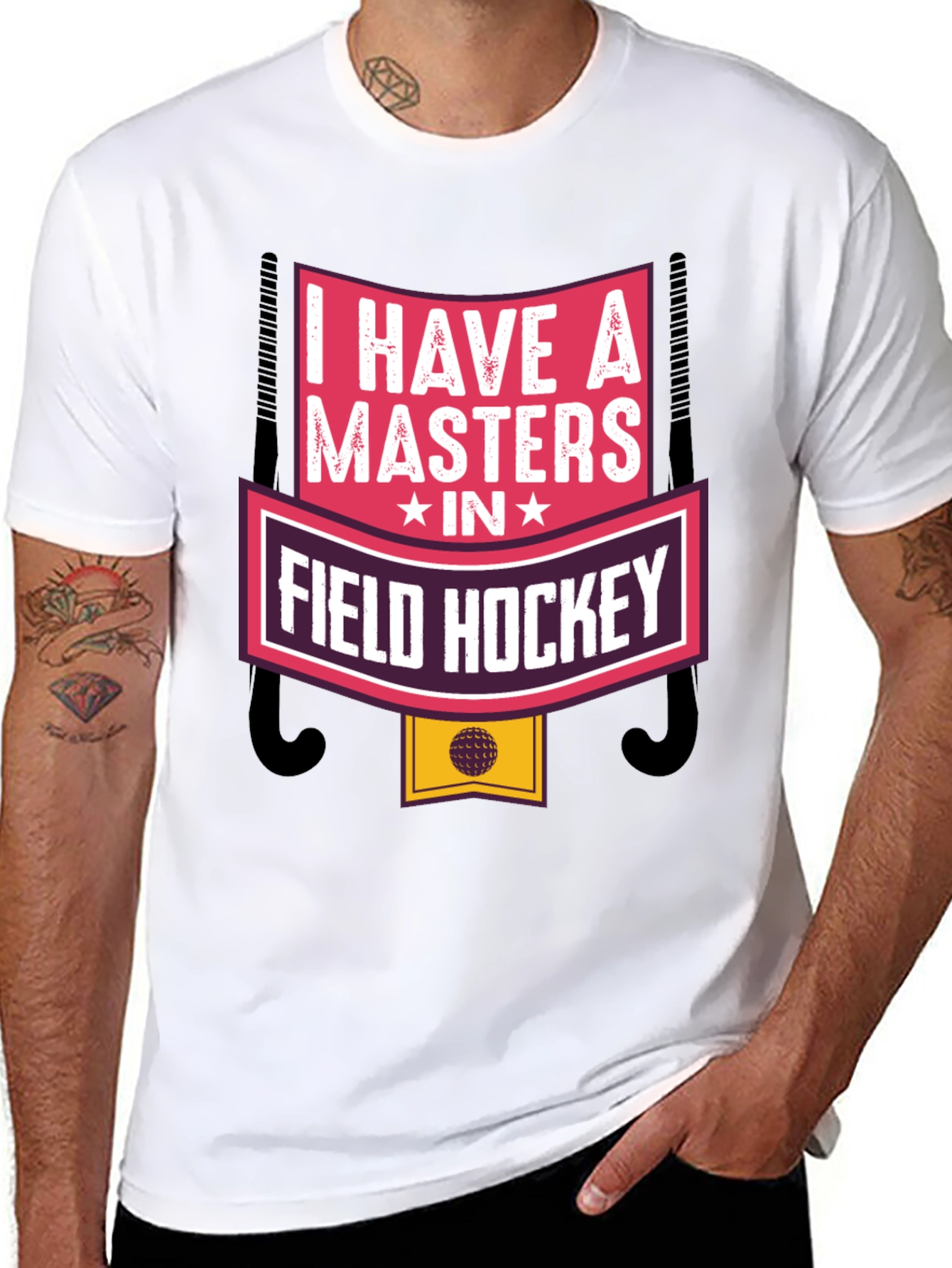 Black I Have a Masters in Field Hockey T-Shirt view 8