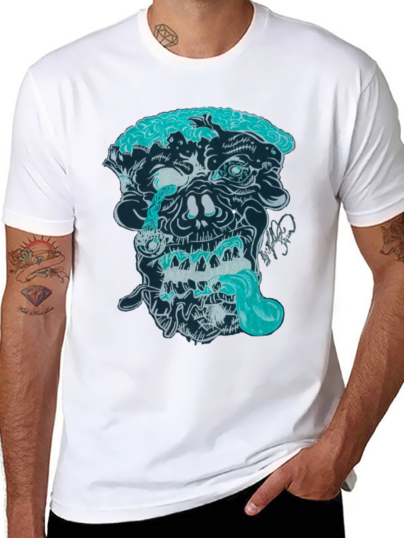 Black Zombie Graphic Print T-Shirt view 8