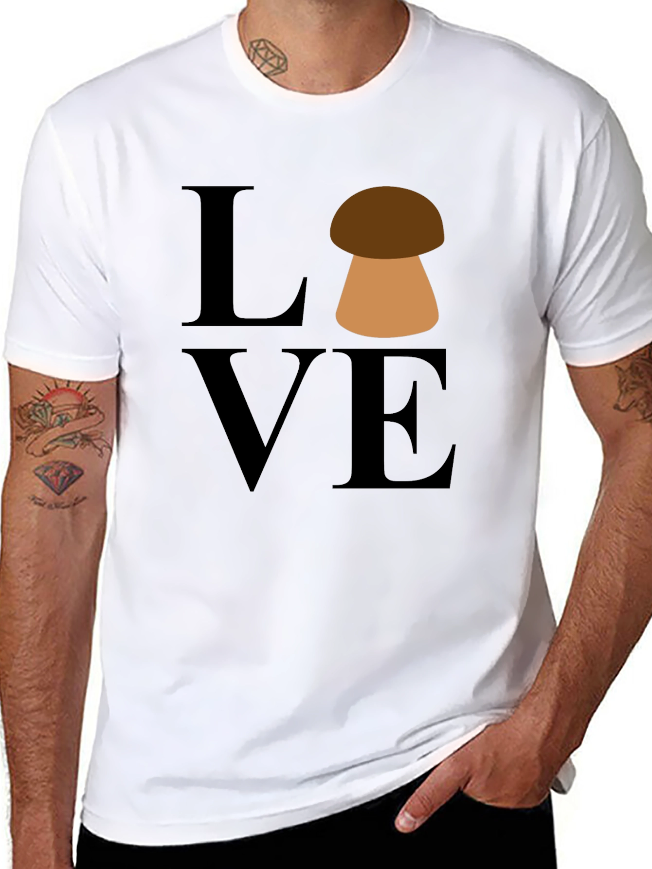 Black Mushroom Love Graphic T-Shirt - Unisex view 8
