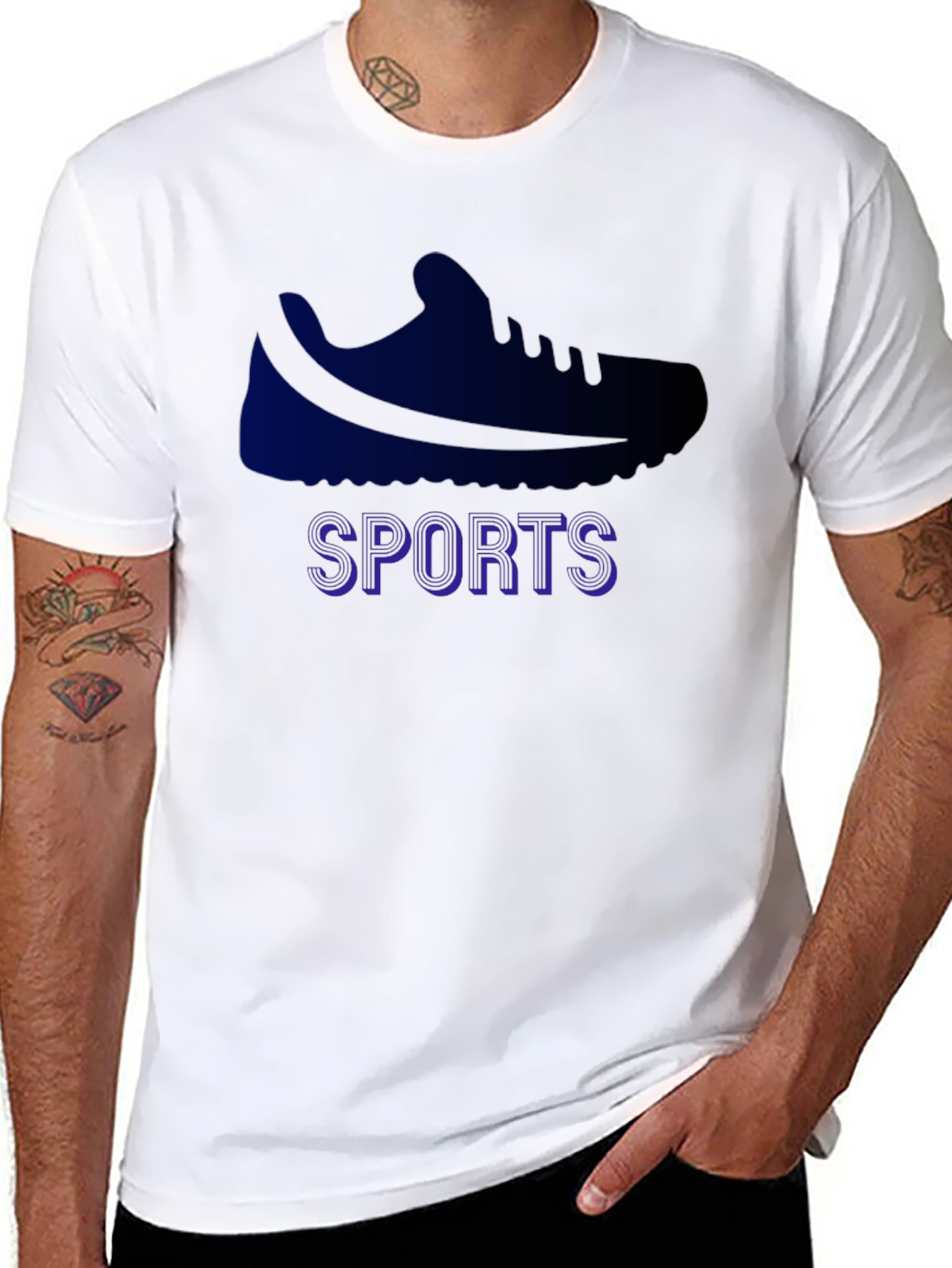 Black Sports Shoe Graphic Tee - Black Cotton Blend view 8