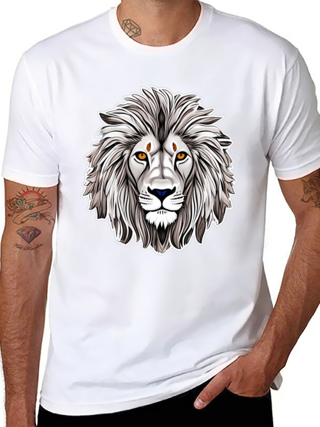 Black Lion Head Graphic Tee - Black Cotton Shirt view 8