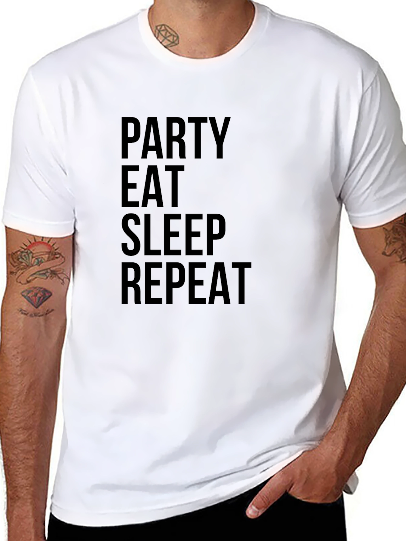 Black Party Eat Sleep Repeat Black Graphic Tee view 8
