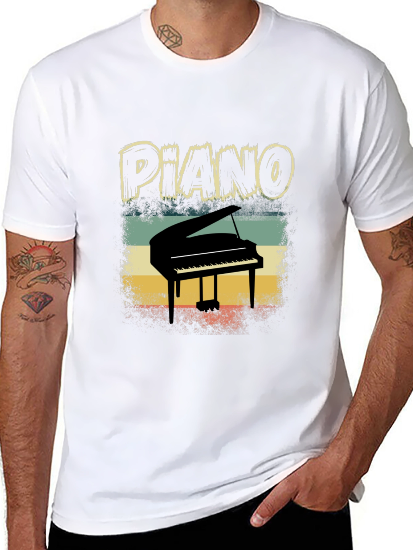 Black Retro Piano T-Shirt - Musician Apparel view 8
