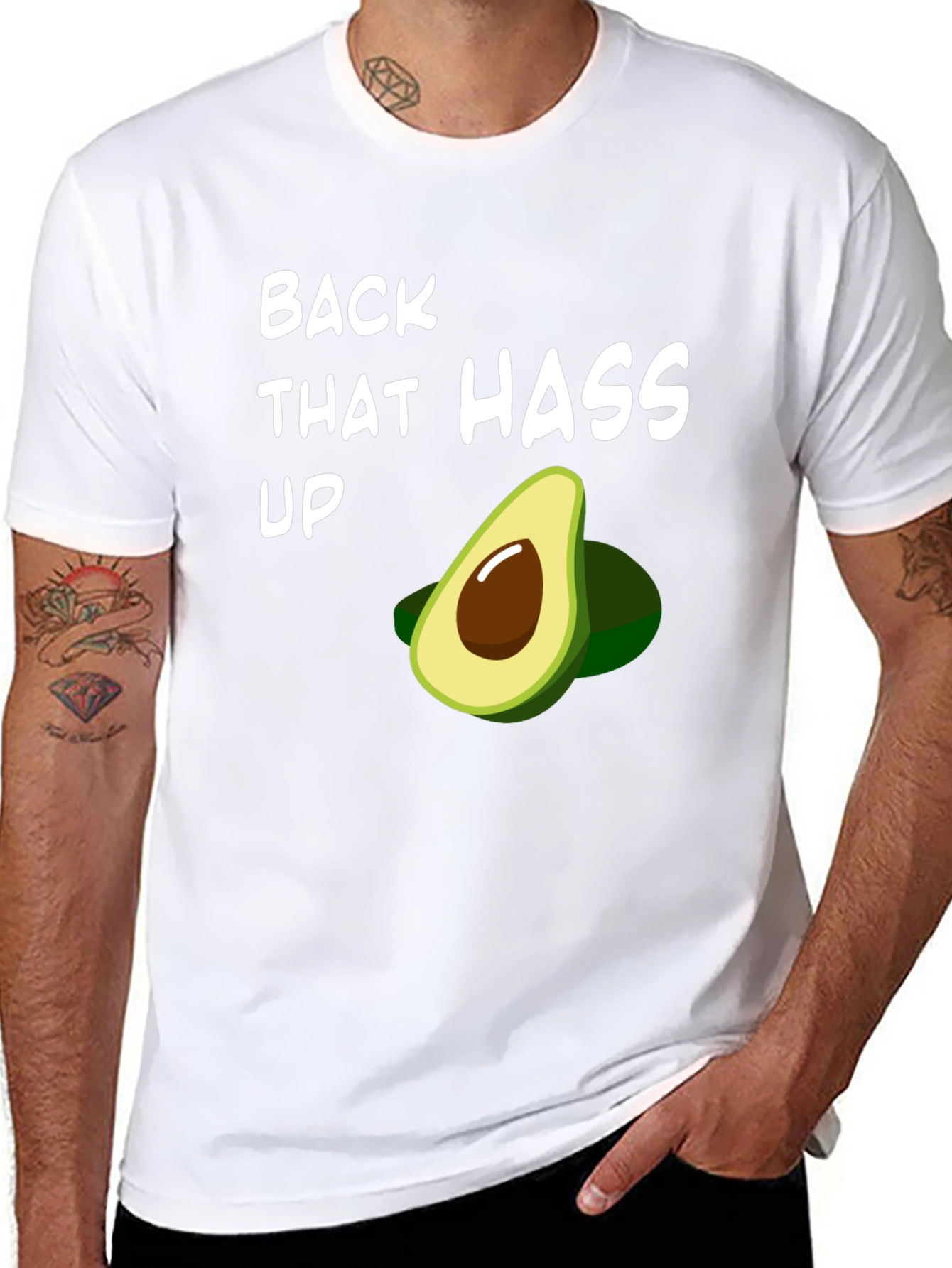 Black Back That Hass Up Avocado T-Shirt Funny Fruit Graphic Tee view 8