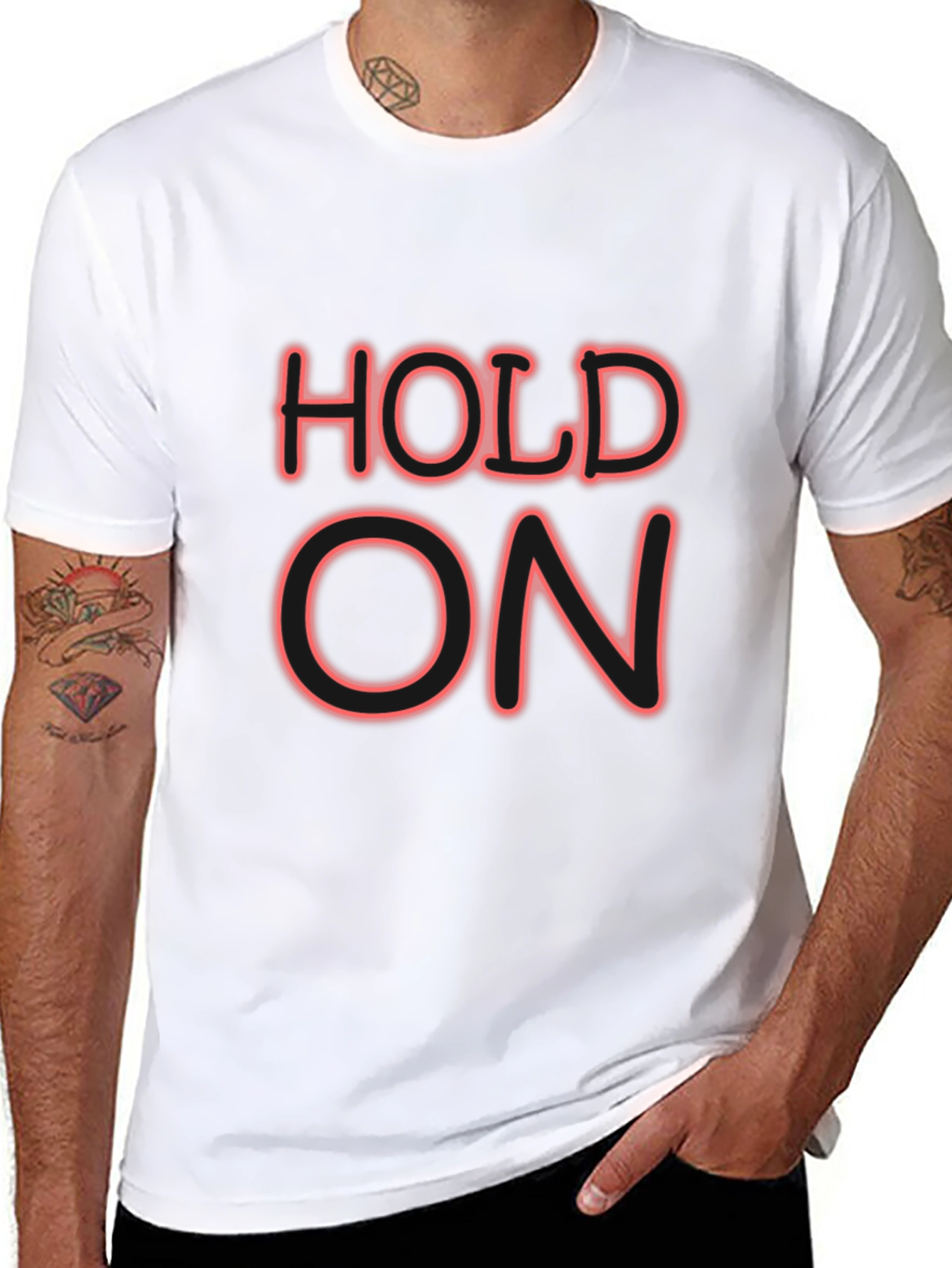 Black Hold On Graphic Tee - Black Crew Neck T-Shirt view 8