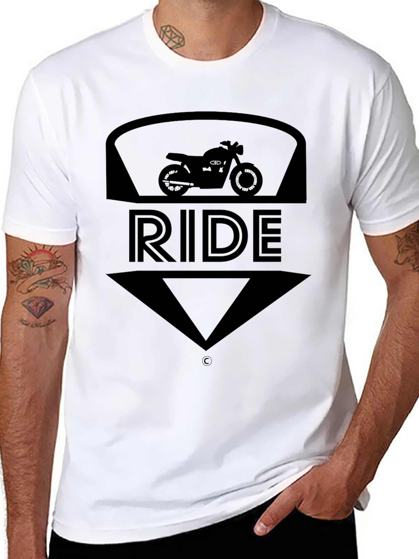 Black Ride Motorcycle Graphic T-Shirt - Black view 8