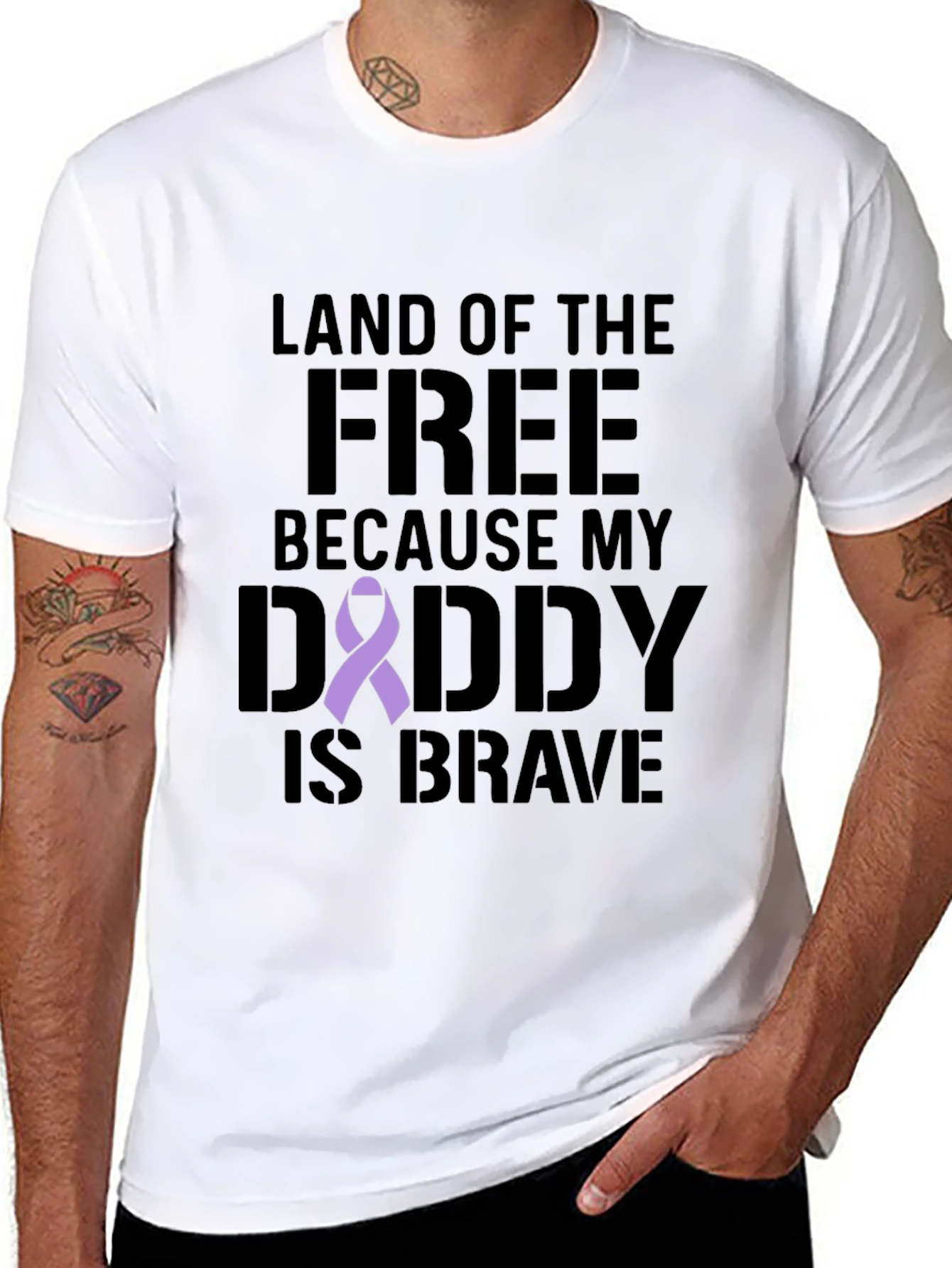 Black Land of the Free Daddy T-Shirt view 8