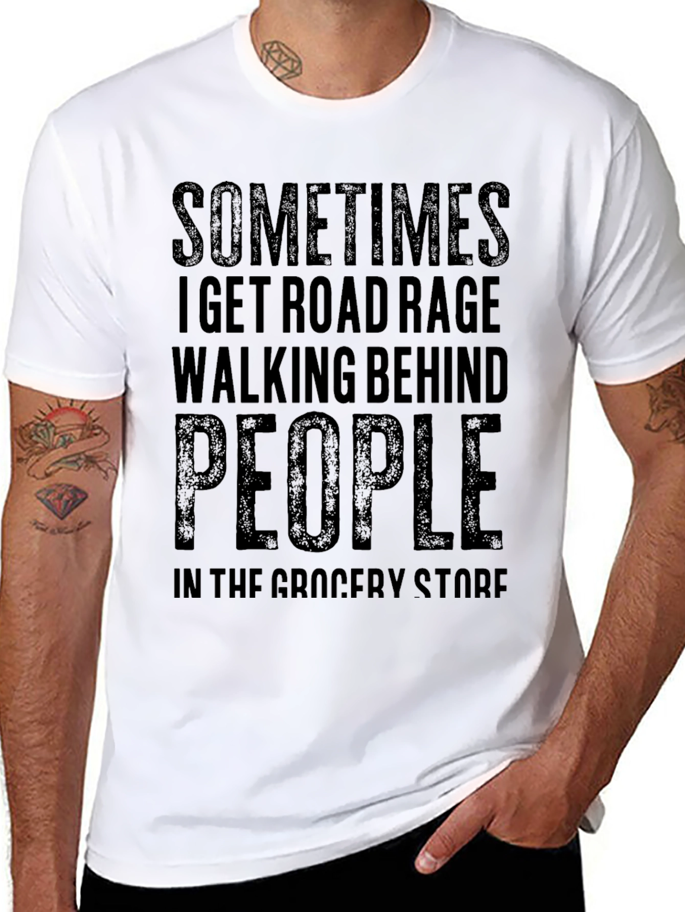 Black Road Rage Grocery Store Black T-Shirt view 8