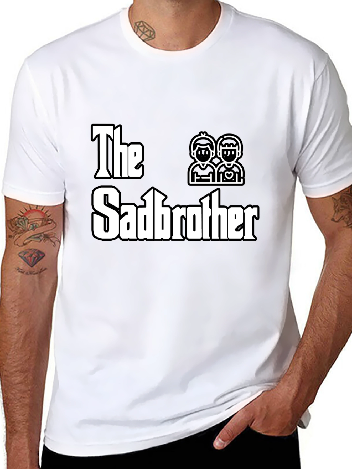 Black The Sadbrother T-Shirt - Novelty Graphic Tee view 8