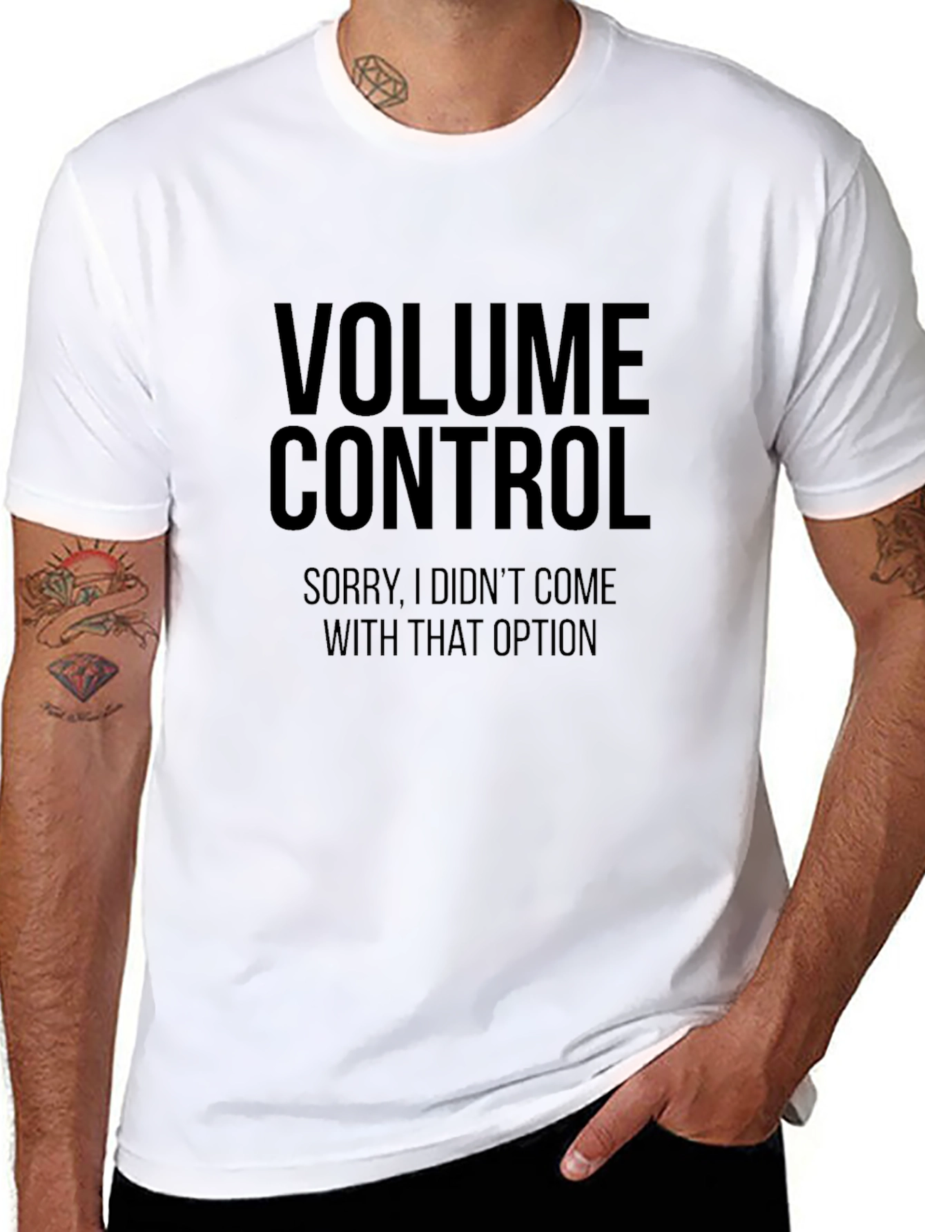 Black Volume Control Funny Graphic T-Shirt view 8