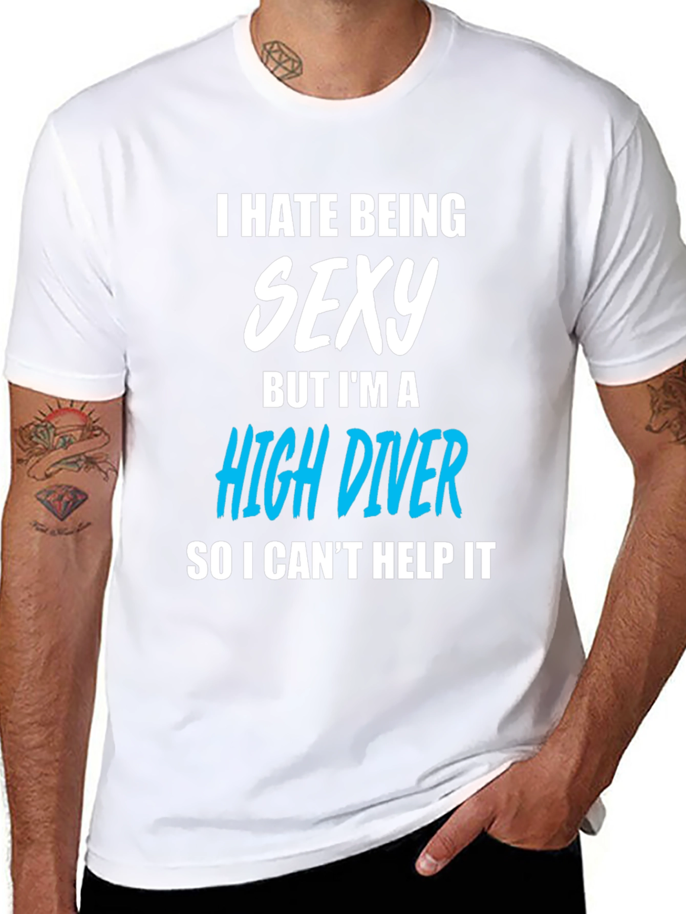 Black I Hate Being Sexy High Diver T-Shirt view 8