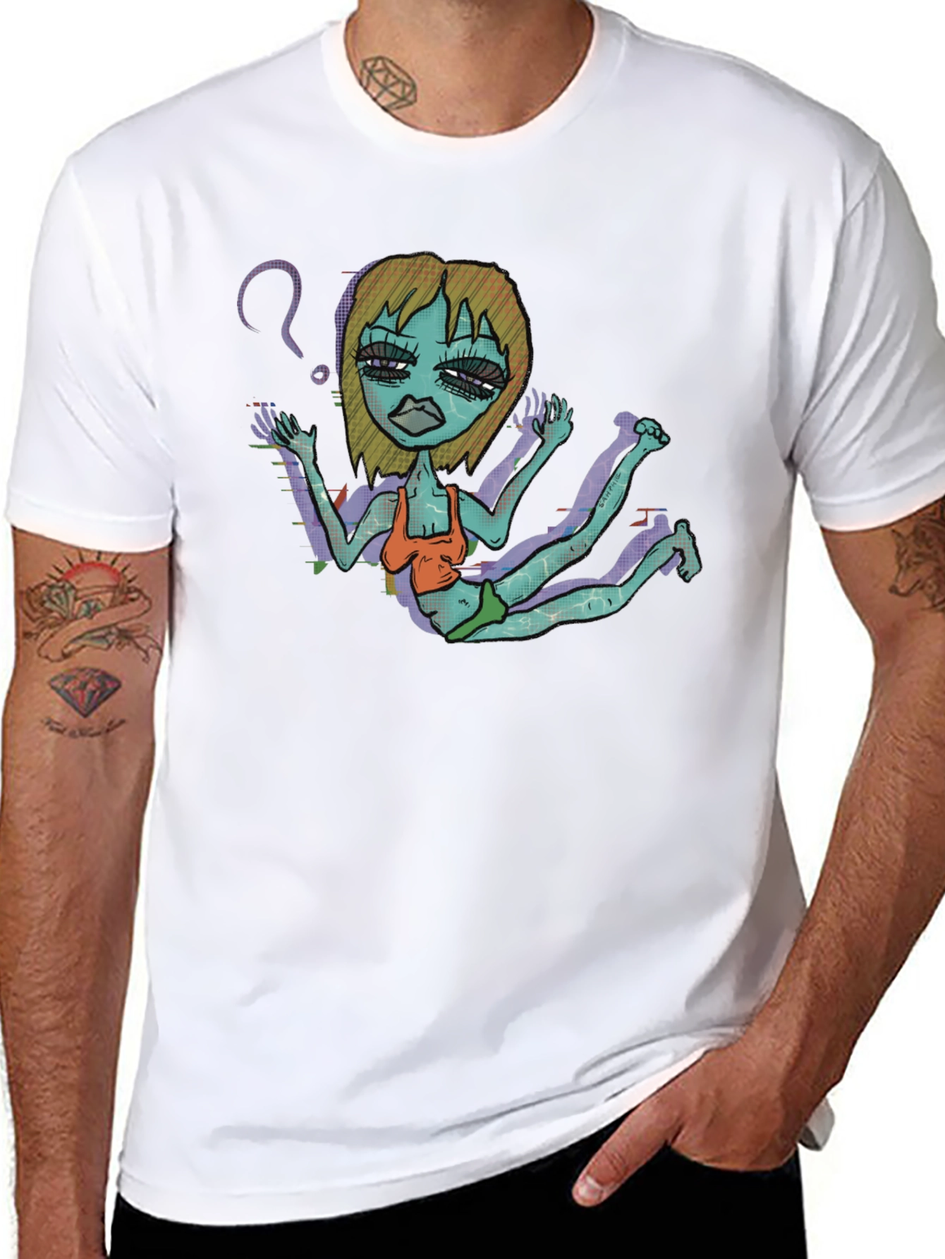 Black Black T-Shirt with Cartoon Graphic view 8