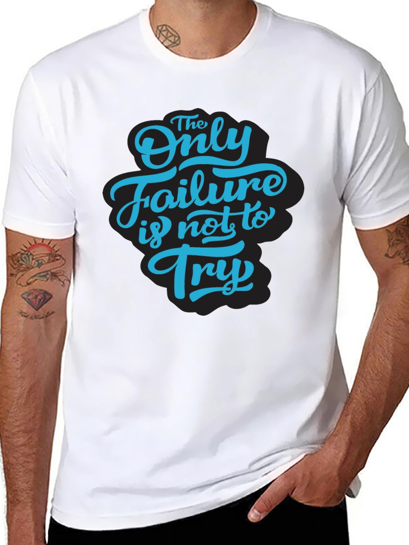 Black Inspirational Graphic Tee - The Only Failure Is Not To Try view 8