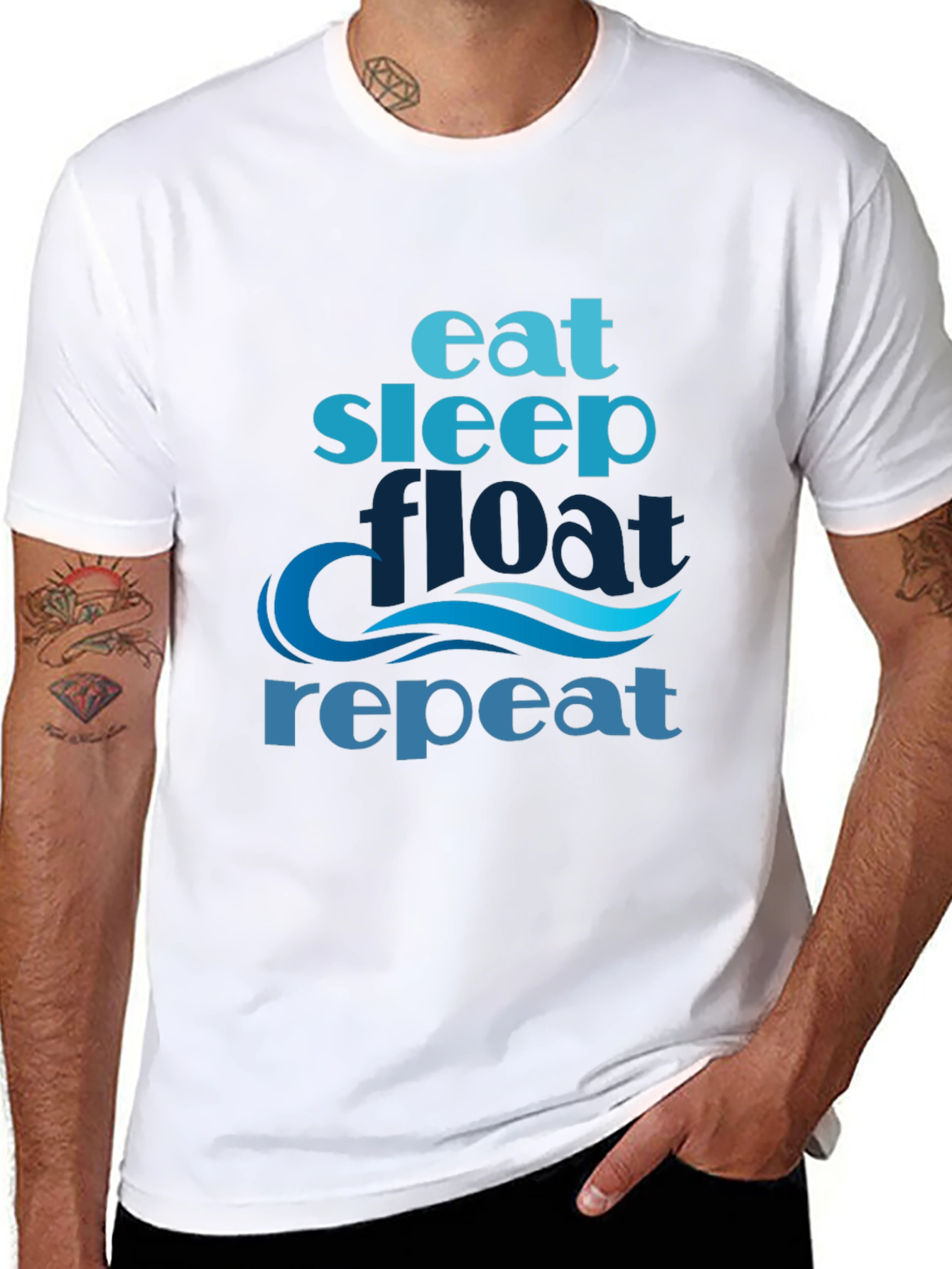 Black Eat Sleep Float Repeat T-Shirt view 8