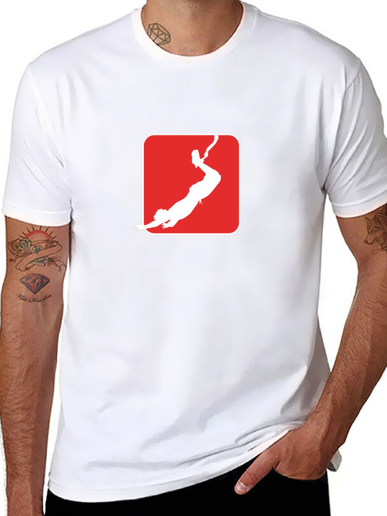 Black Red Bungee Jumper Graphic T-Shirt view 8