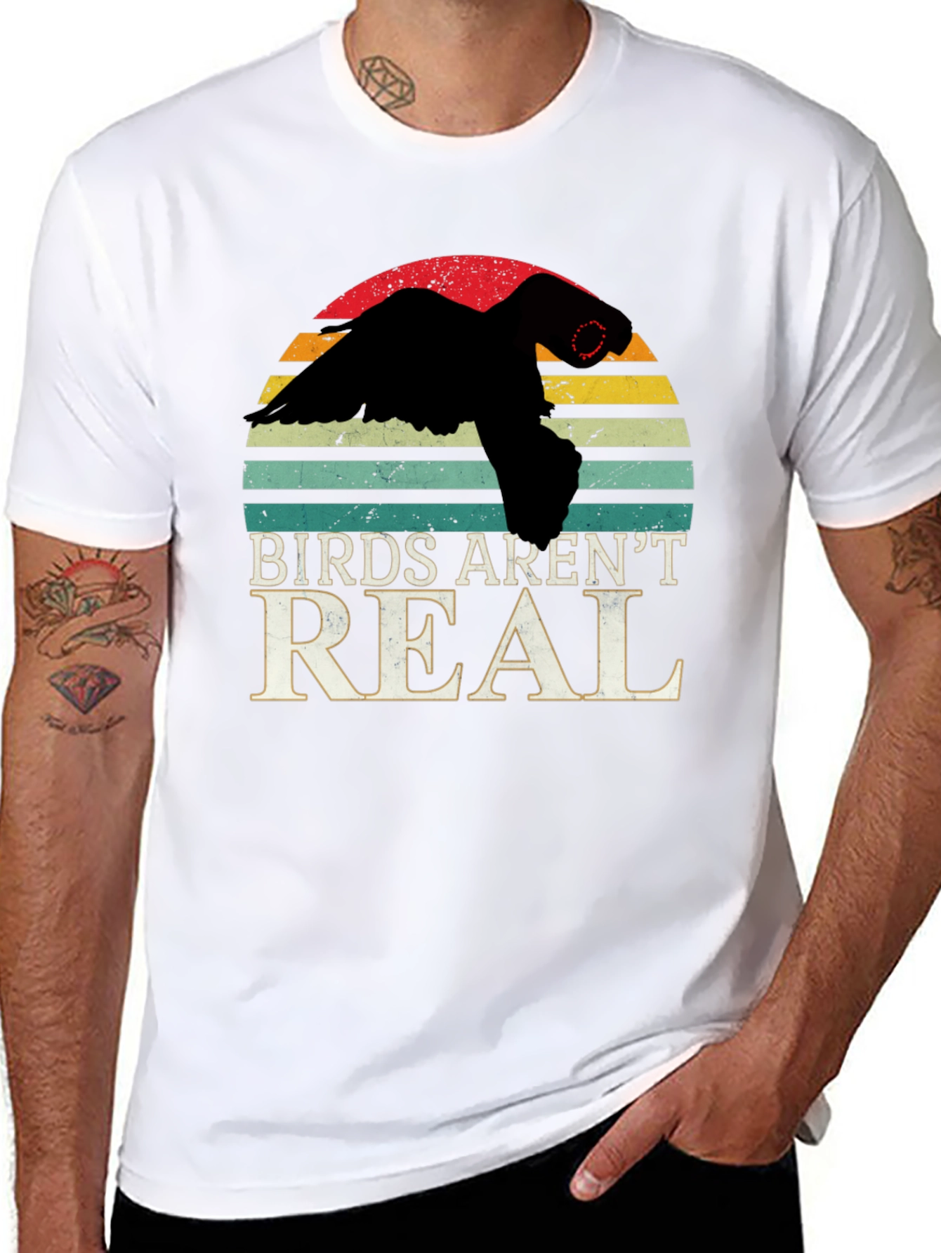 Black Birds Aren't Real T-Shirt Conspiracy Funny Gift view 8