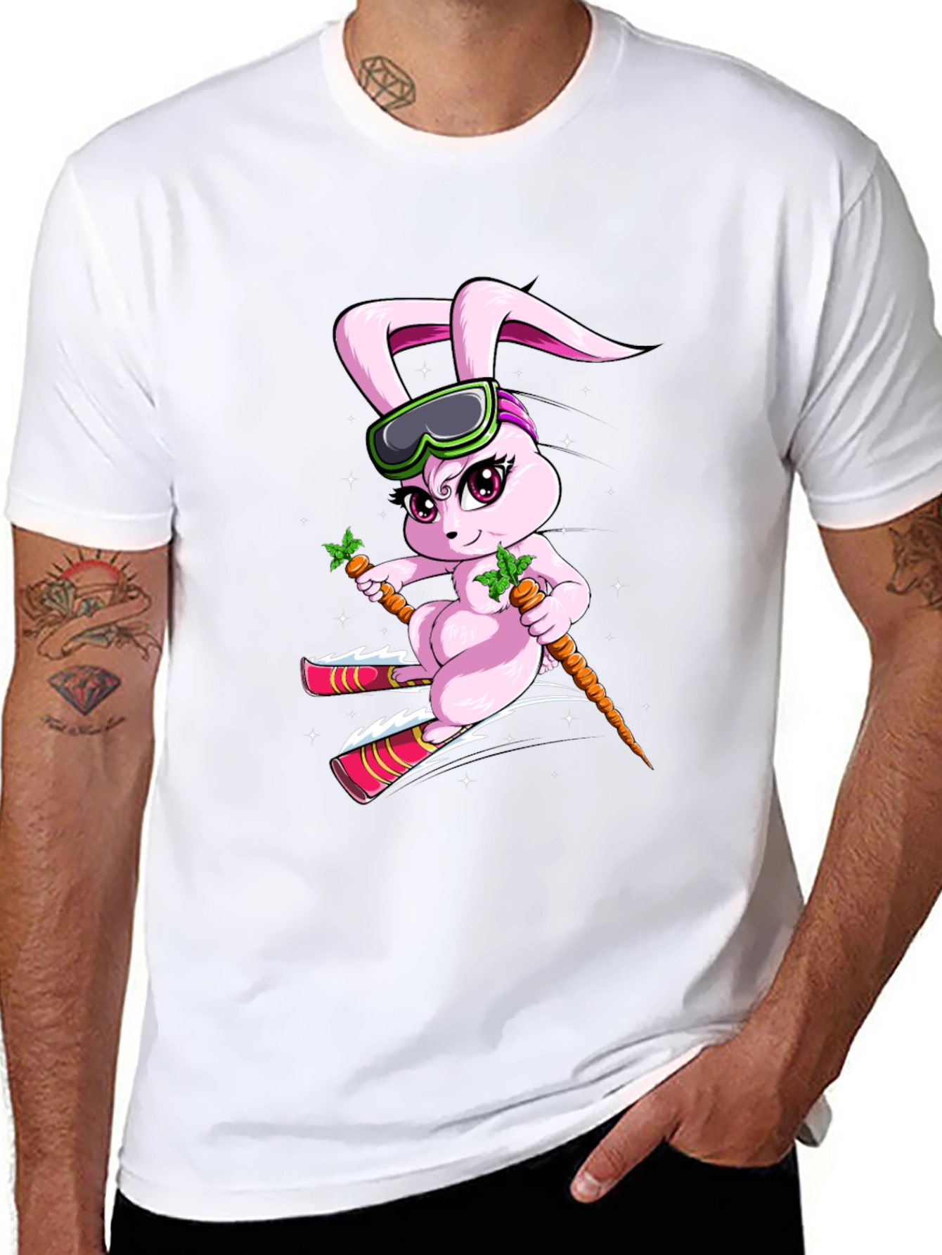 Black Skiing Bunny T-Shirt view 8