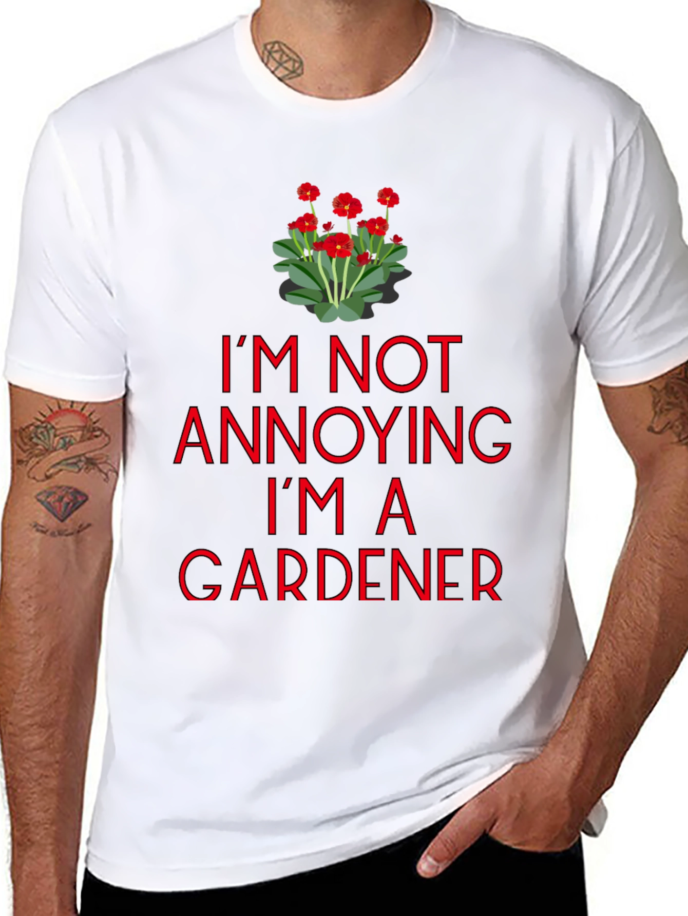 Black Gardener T-Shirt - I'm Not Annoying Graphic Tee view 8