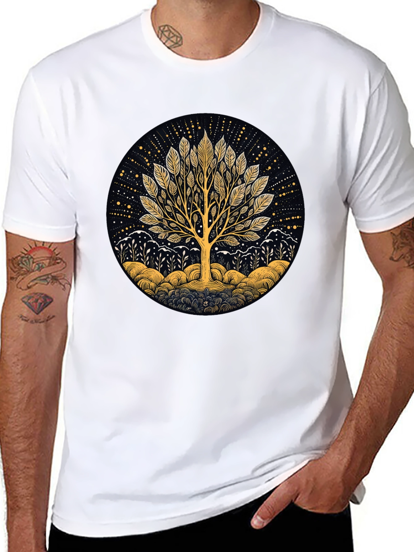 Black Tree of Life Graphic Tee - Nature Inspired Black T-Shirt view 8