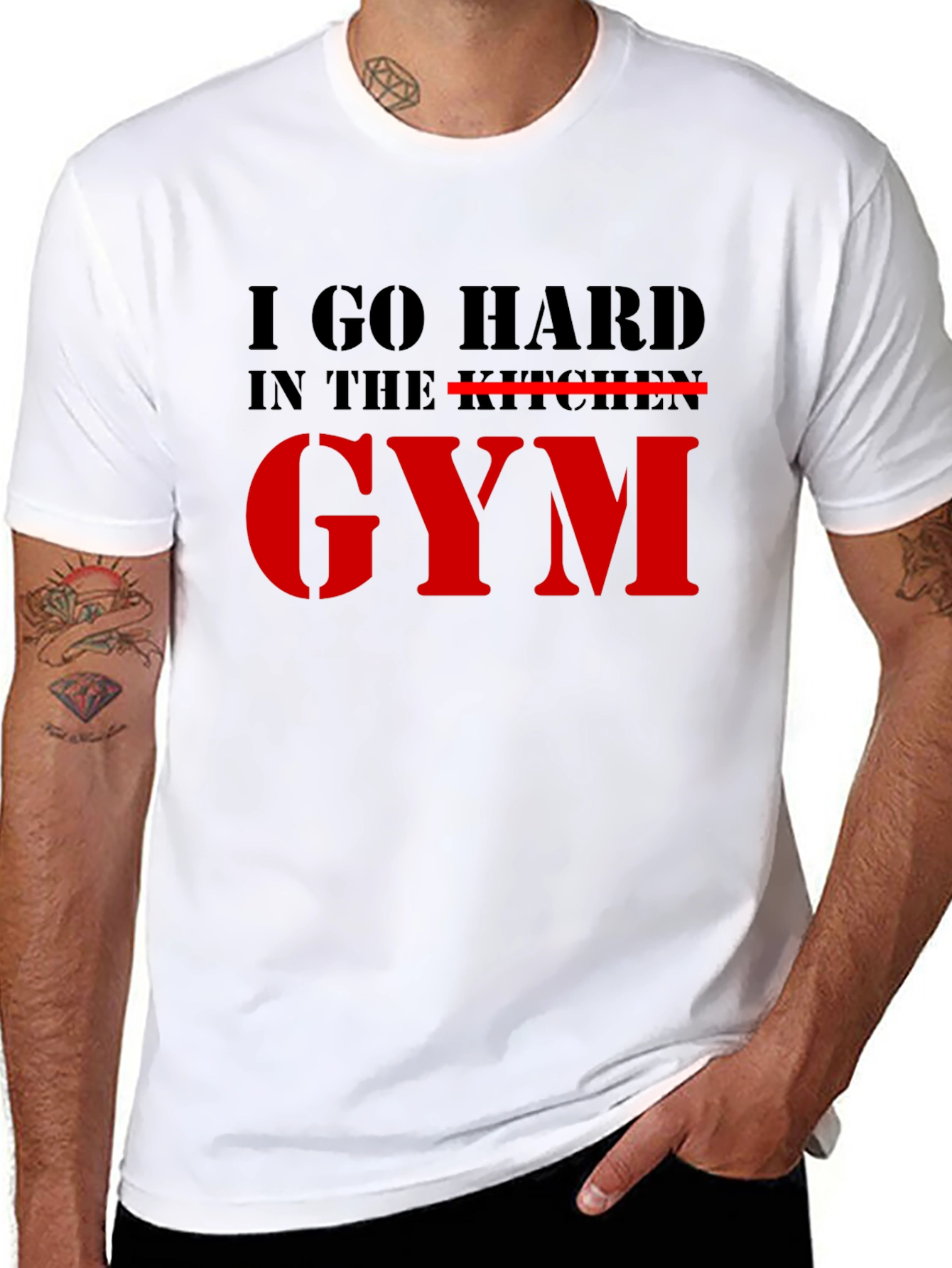 Black I Go Hard in the Gym Graphic T-Shirt view 8