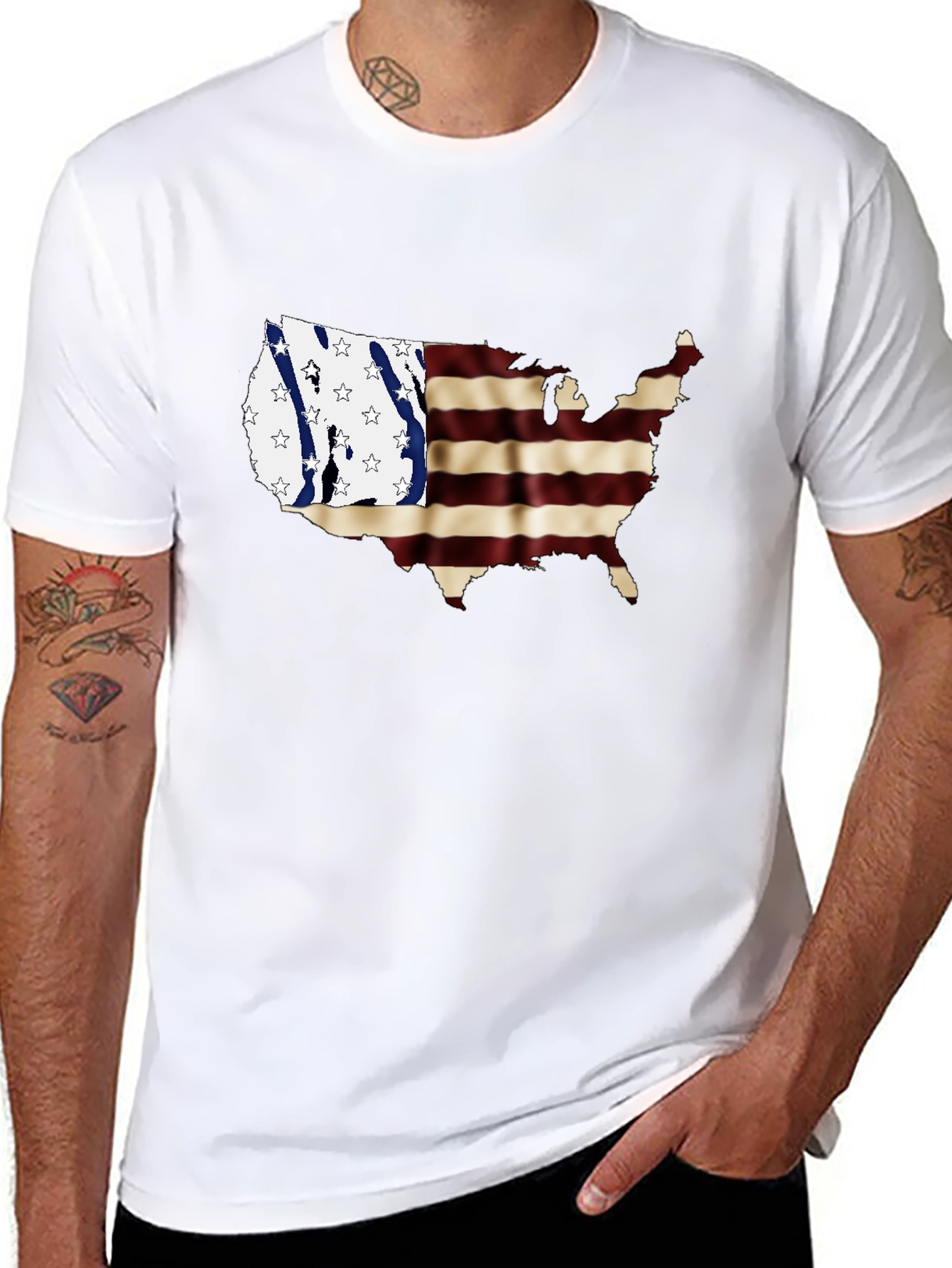 USA Map Flag Graphic Tee - 8
