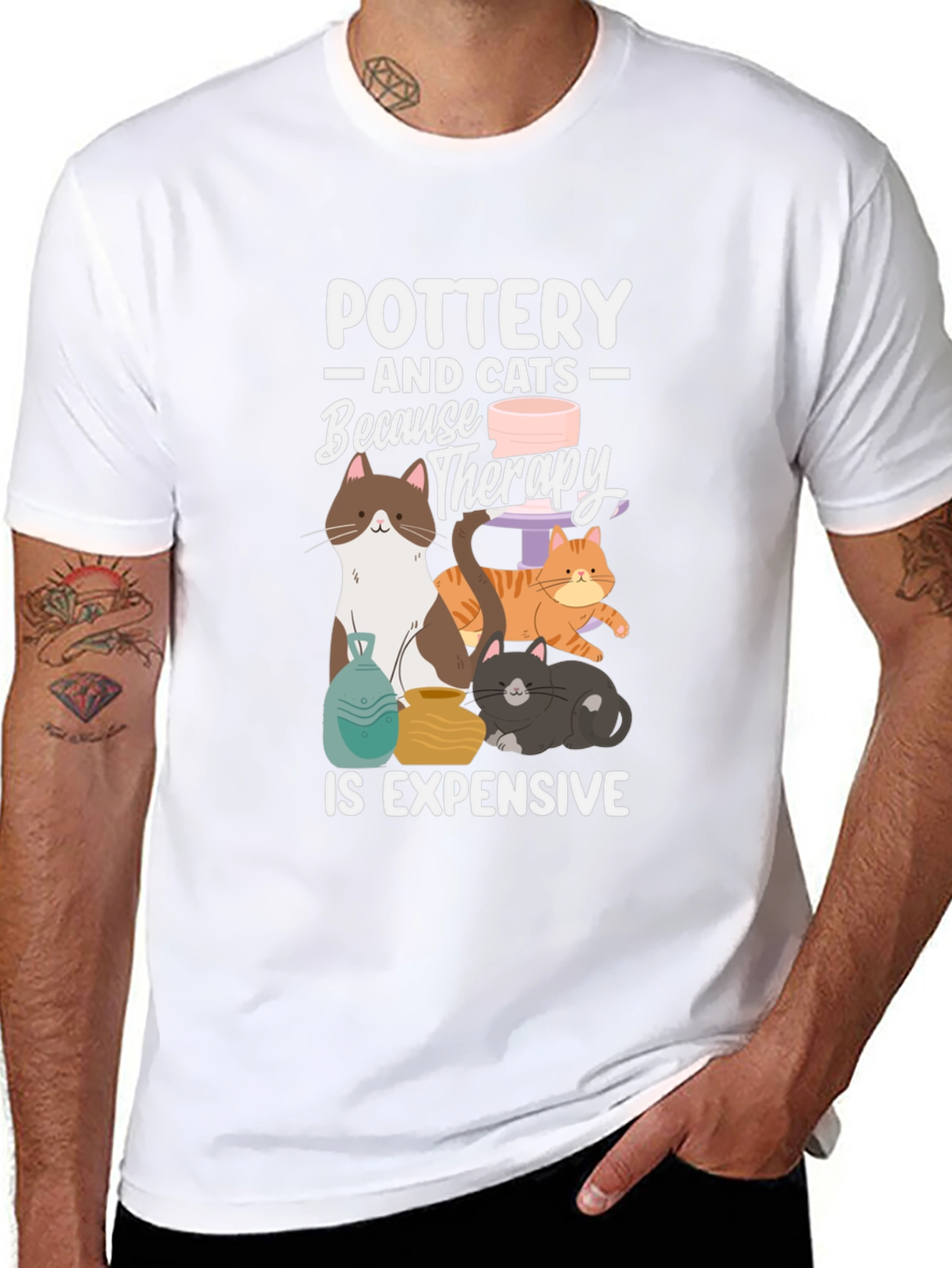 Black Pottery and Cats T-Shirt: Therapy Alternative view 8