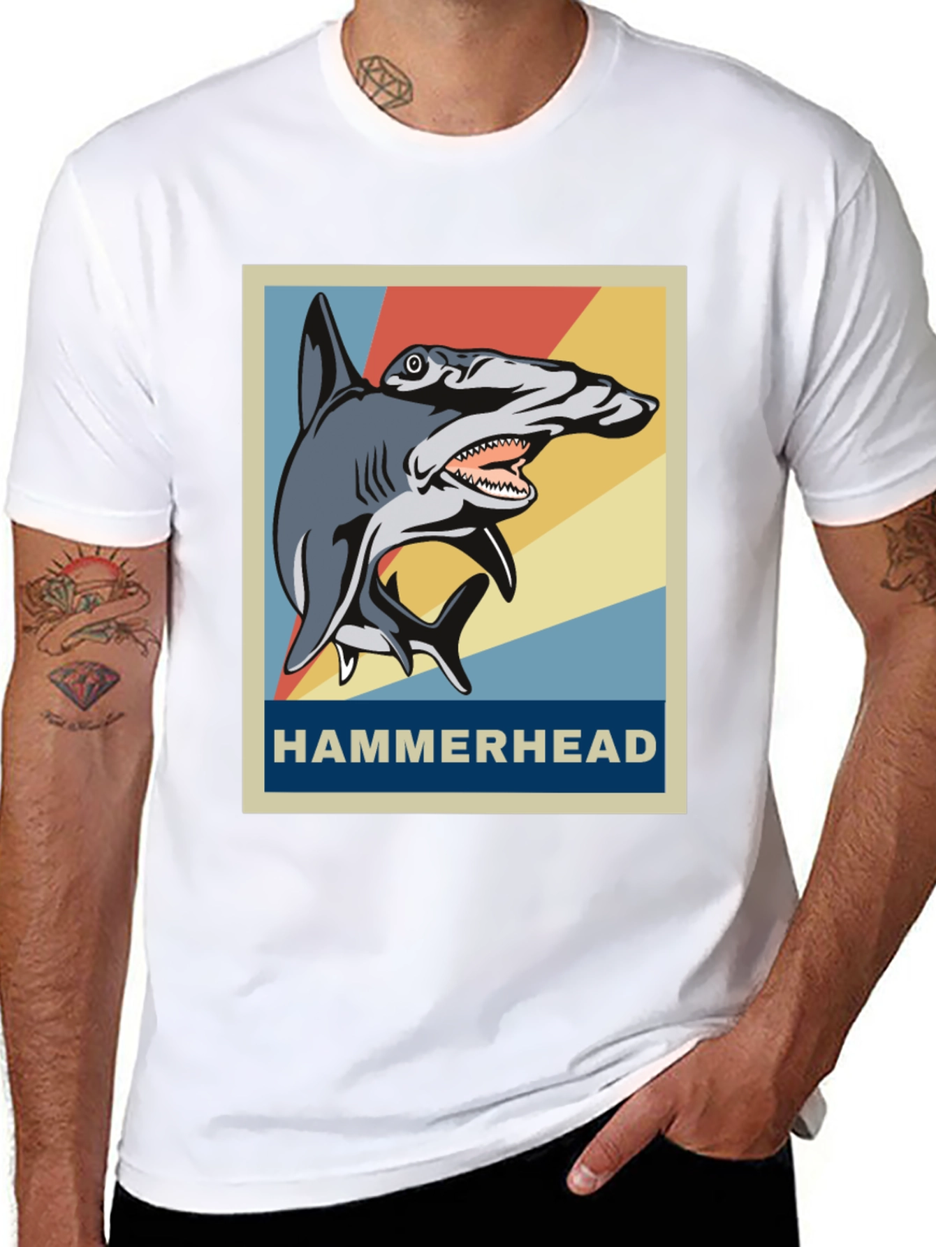 Black Hammerhead Shark Graphic Tee - Retro Style view 8