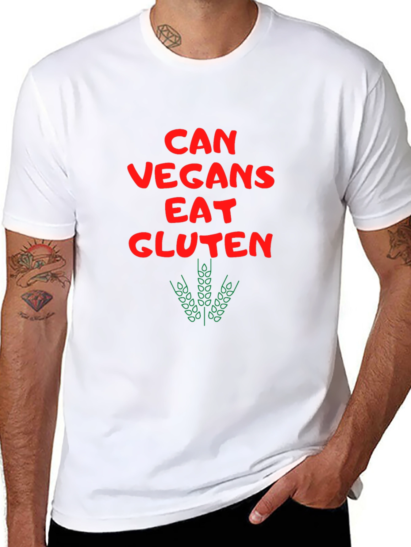 Black Can Vegans Eat Gluten Funny T-Shirt view 8