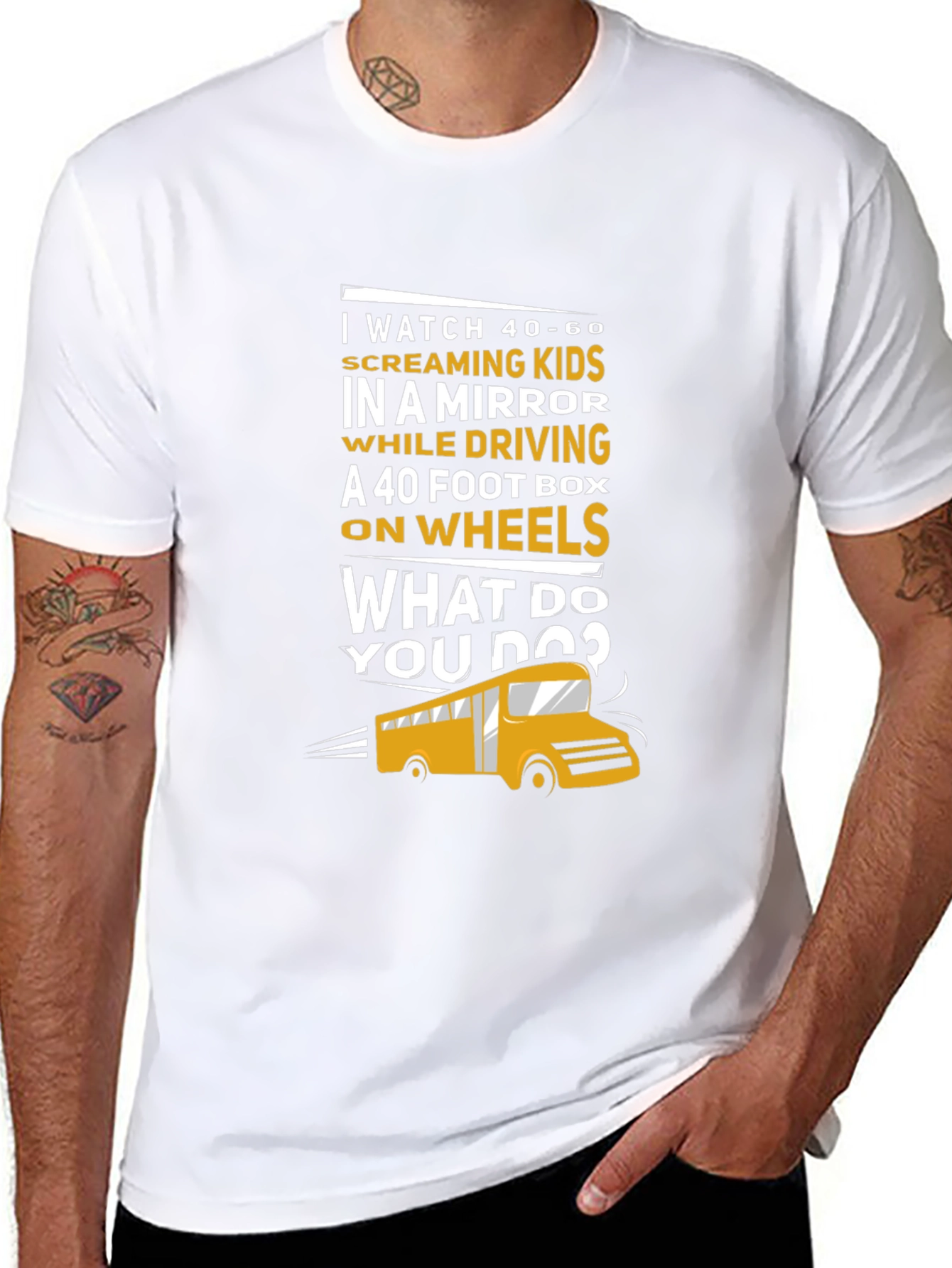 Black School Bus Driver T-Shirt - 40-60 Screaming Kids view 8