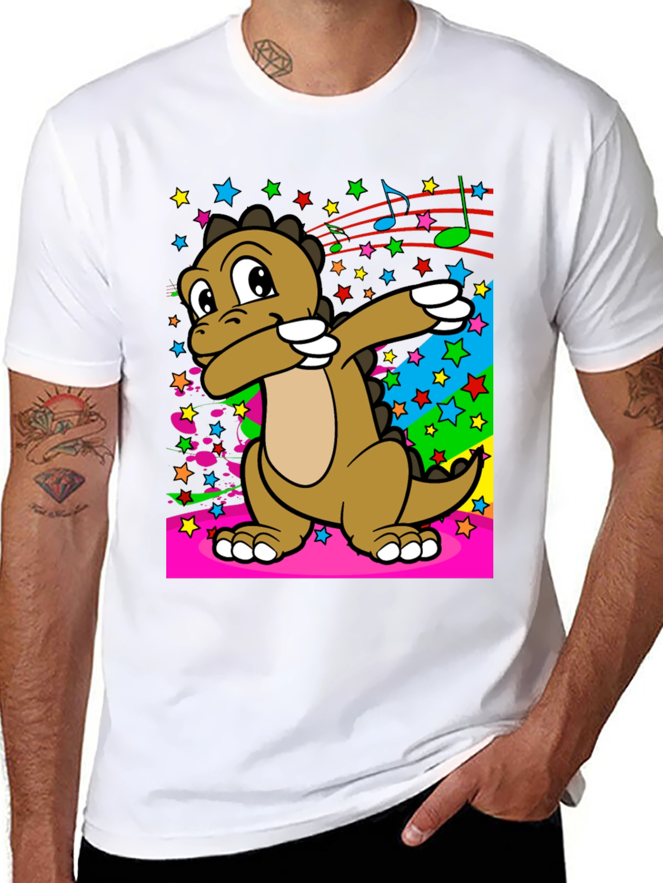 Black Dabbing Dinosaur T-Shirt - Fun Graphic Tee view 8