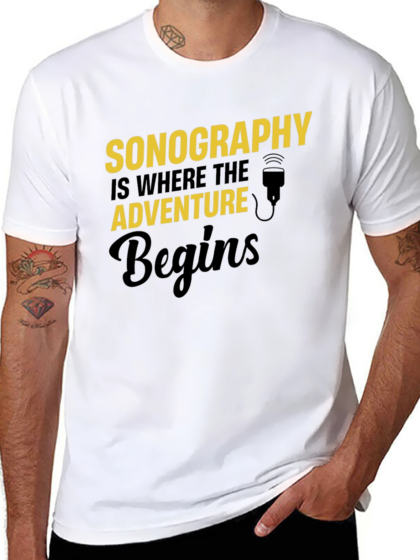 Black Sonography Adventure Begins T-Shirt - Black view 8