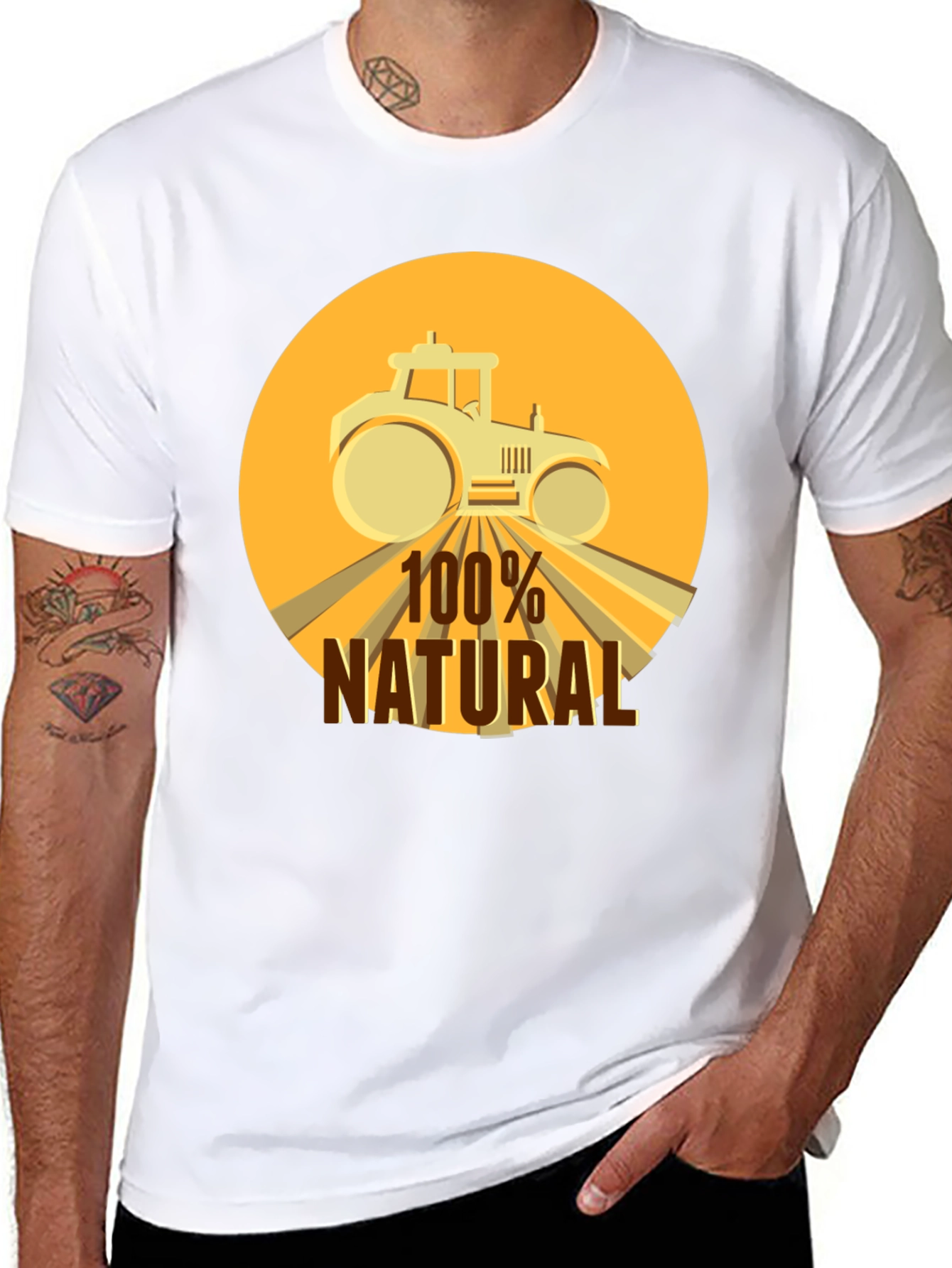 Black 100% Natural Tractor Graphic Tee - Black Cotton Blend view 8