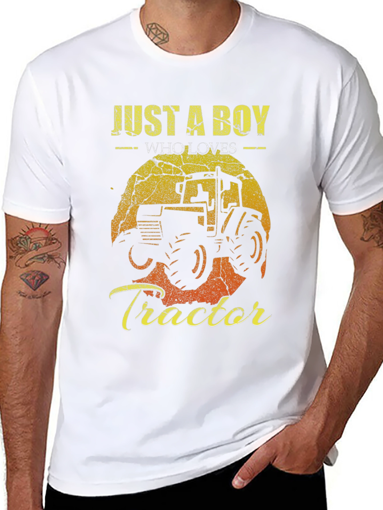 Black Just a Boy Who Loves Tractors Graphic Tee view 8
