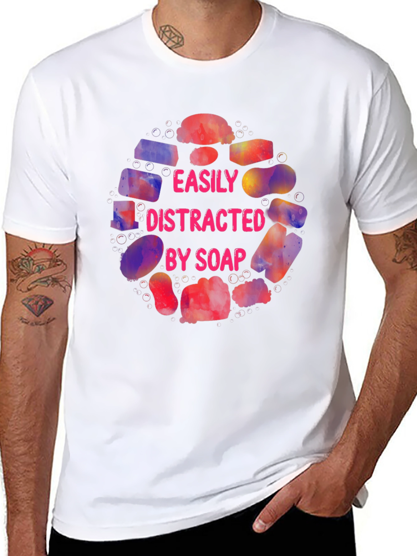 Black Easily Distracted By Soap Graphic T-Shirt view 8