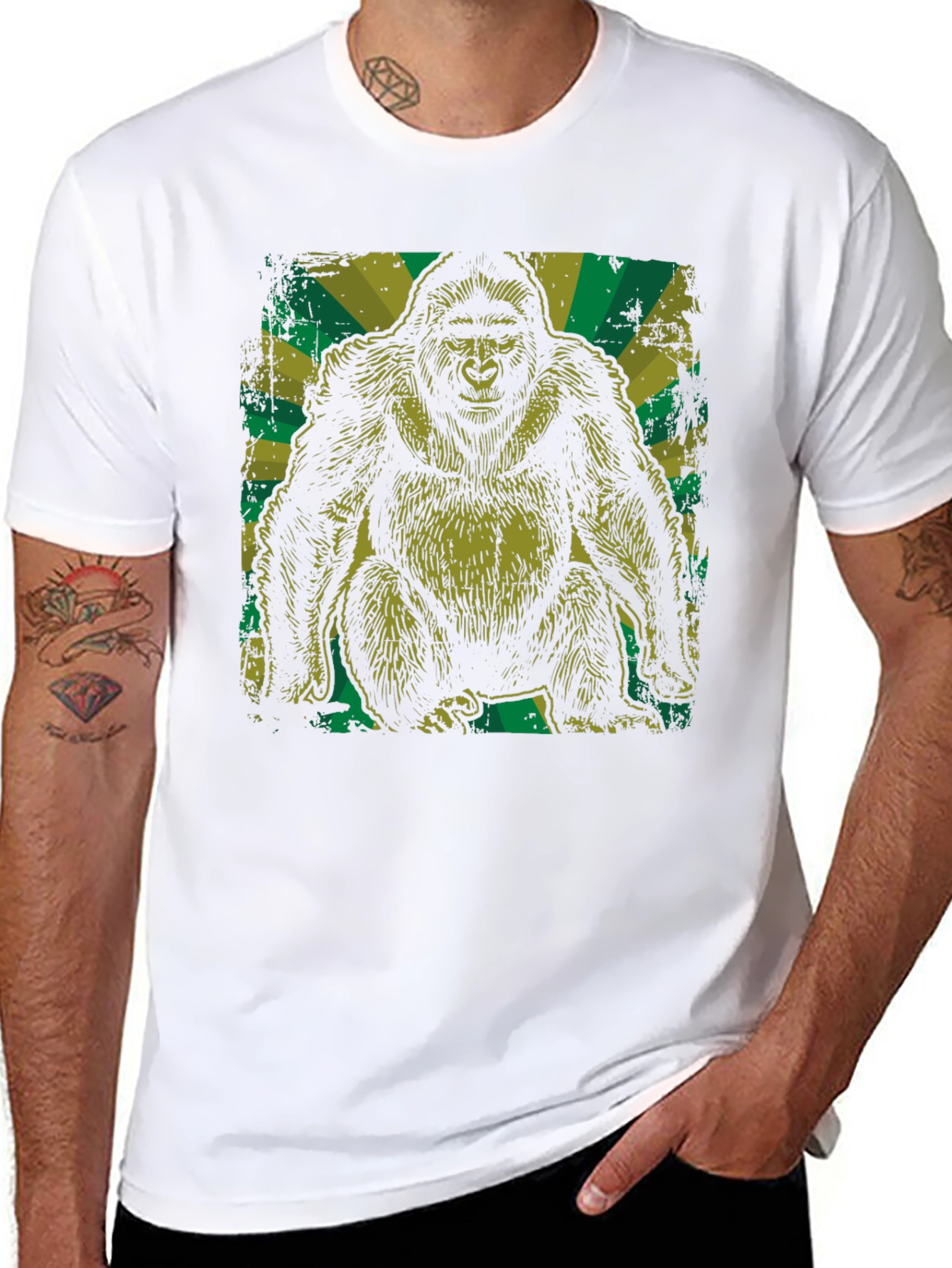 Black Vintage Gorilla Graphic Tee - Black view 8