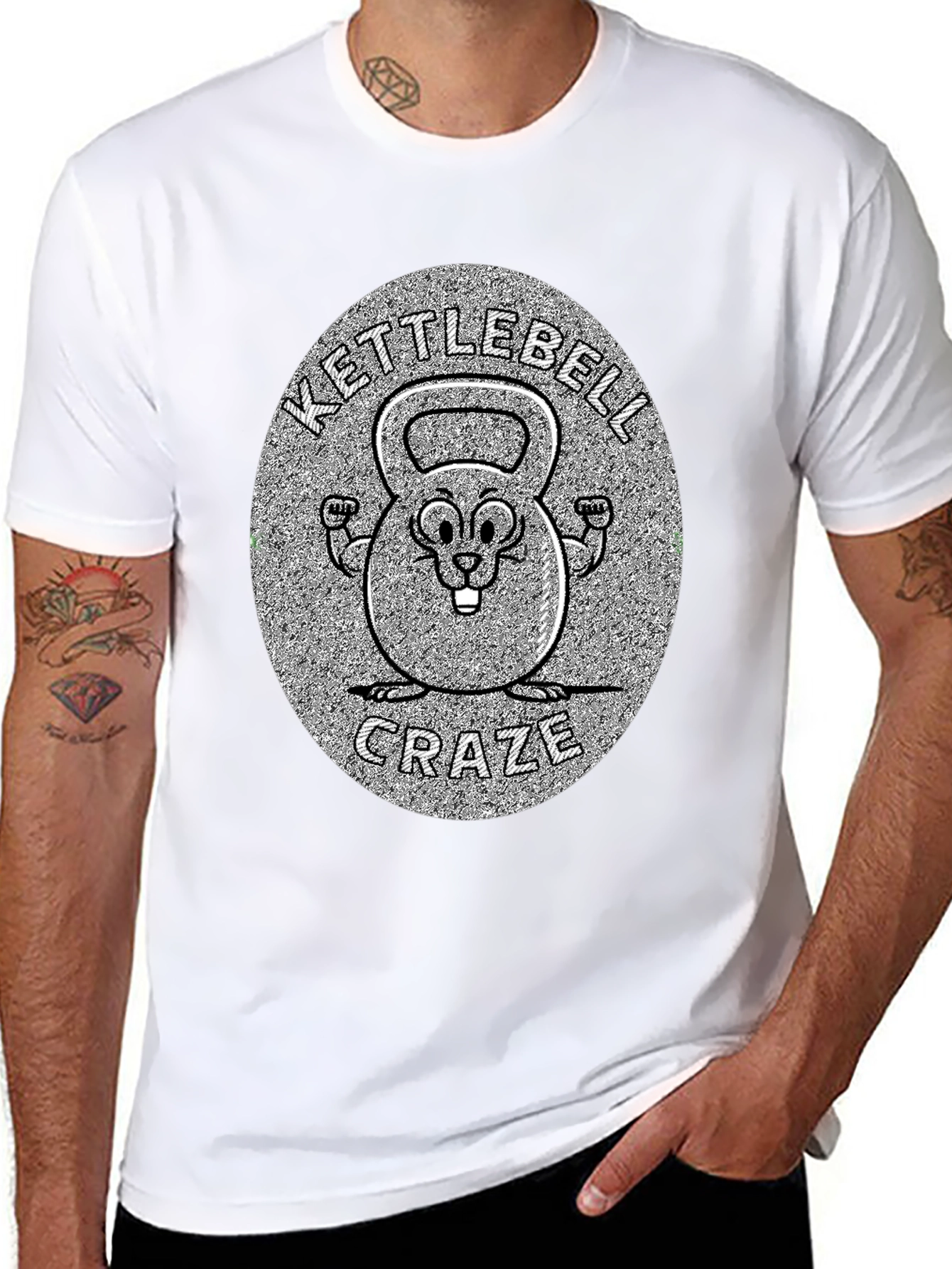 Black Kettlebell Craze T-Shirt - Fitness Novelty Tee view 8