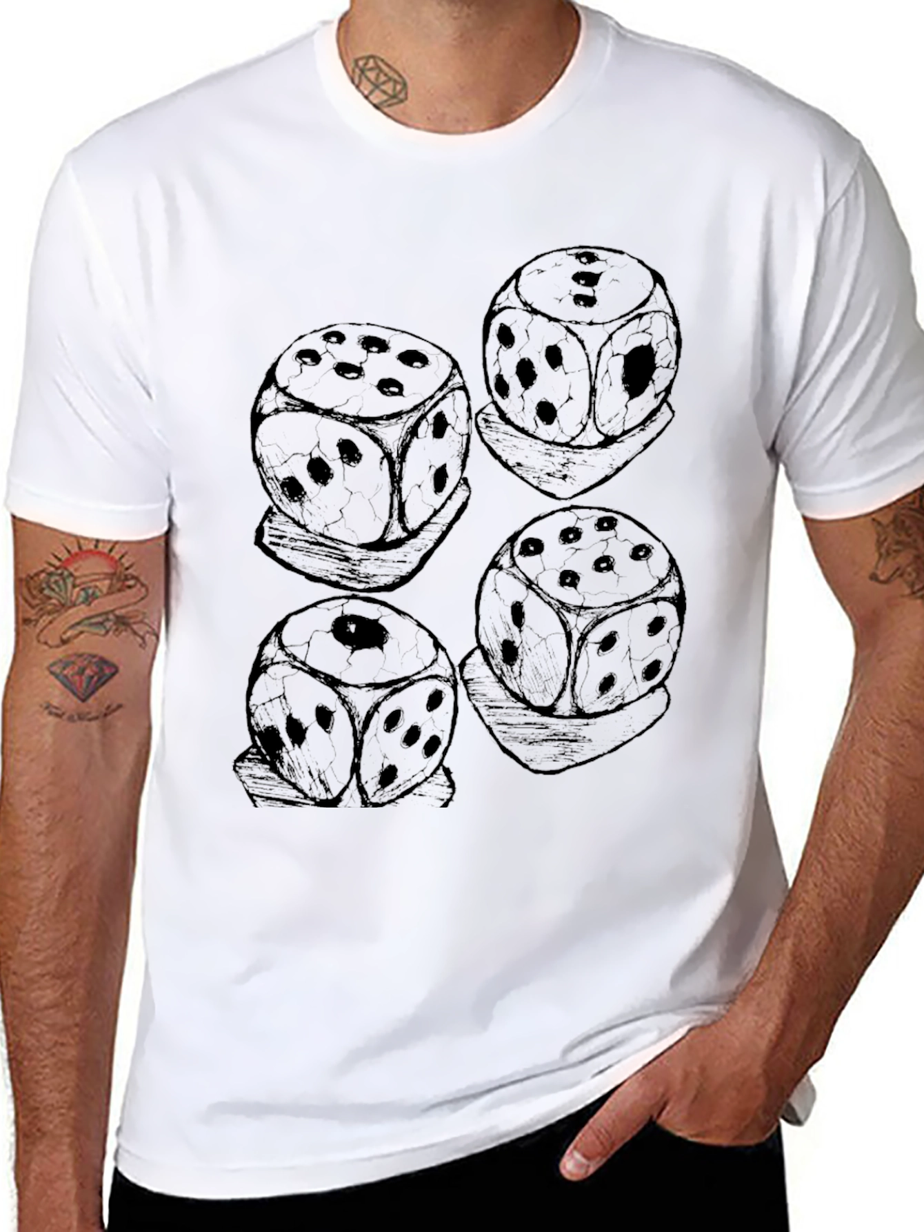 Black Dice Pattern Black T-Shirt view 8