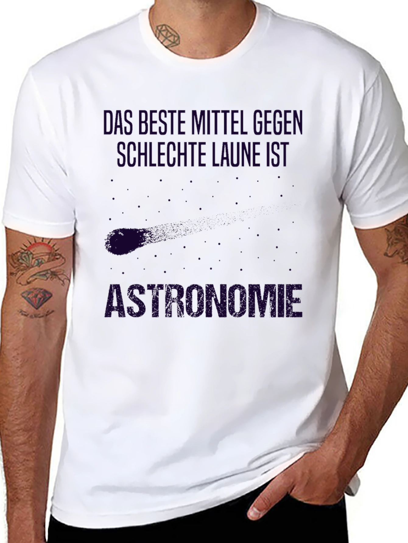 Black Astronomie T-Shirt, Funny Astronomy Shirt, German Text view 8