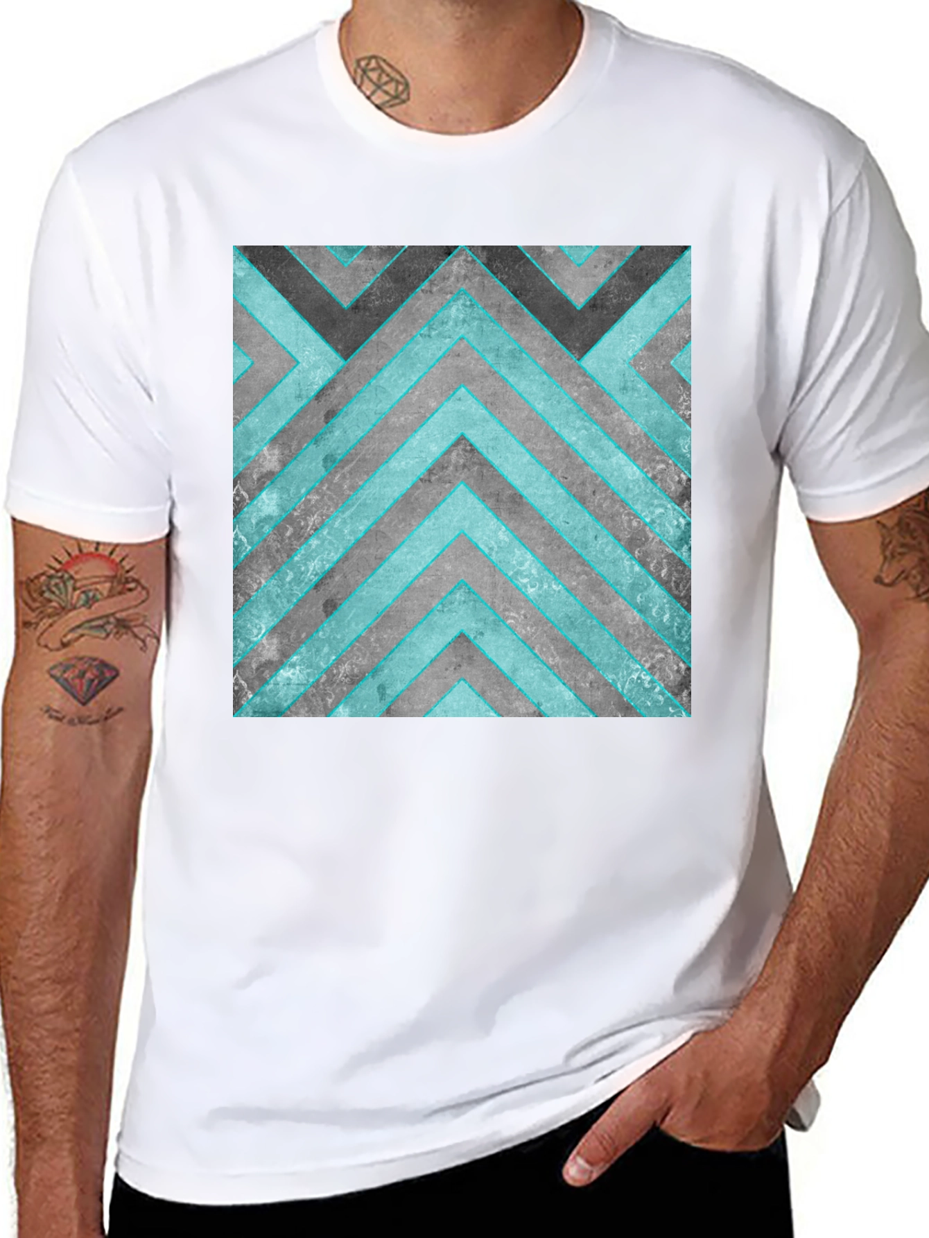 Black Abstract Geometric Graphic T-Shirt view 8